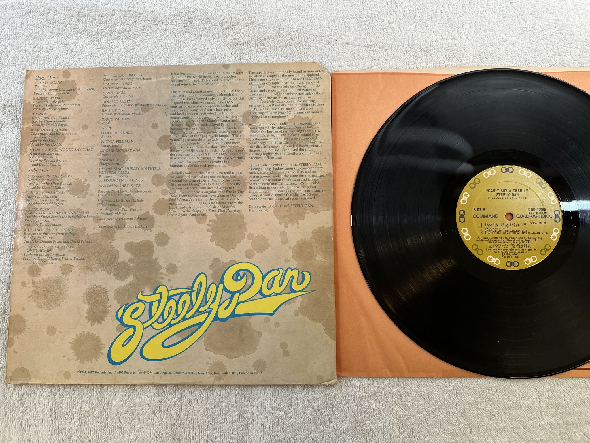 Omslagsbild för skivan STEELY DAN can't buy a thrill LP -74 US COMMAND quadraphonic CQD 40009