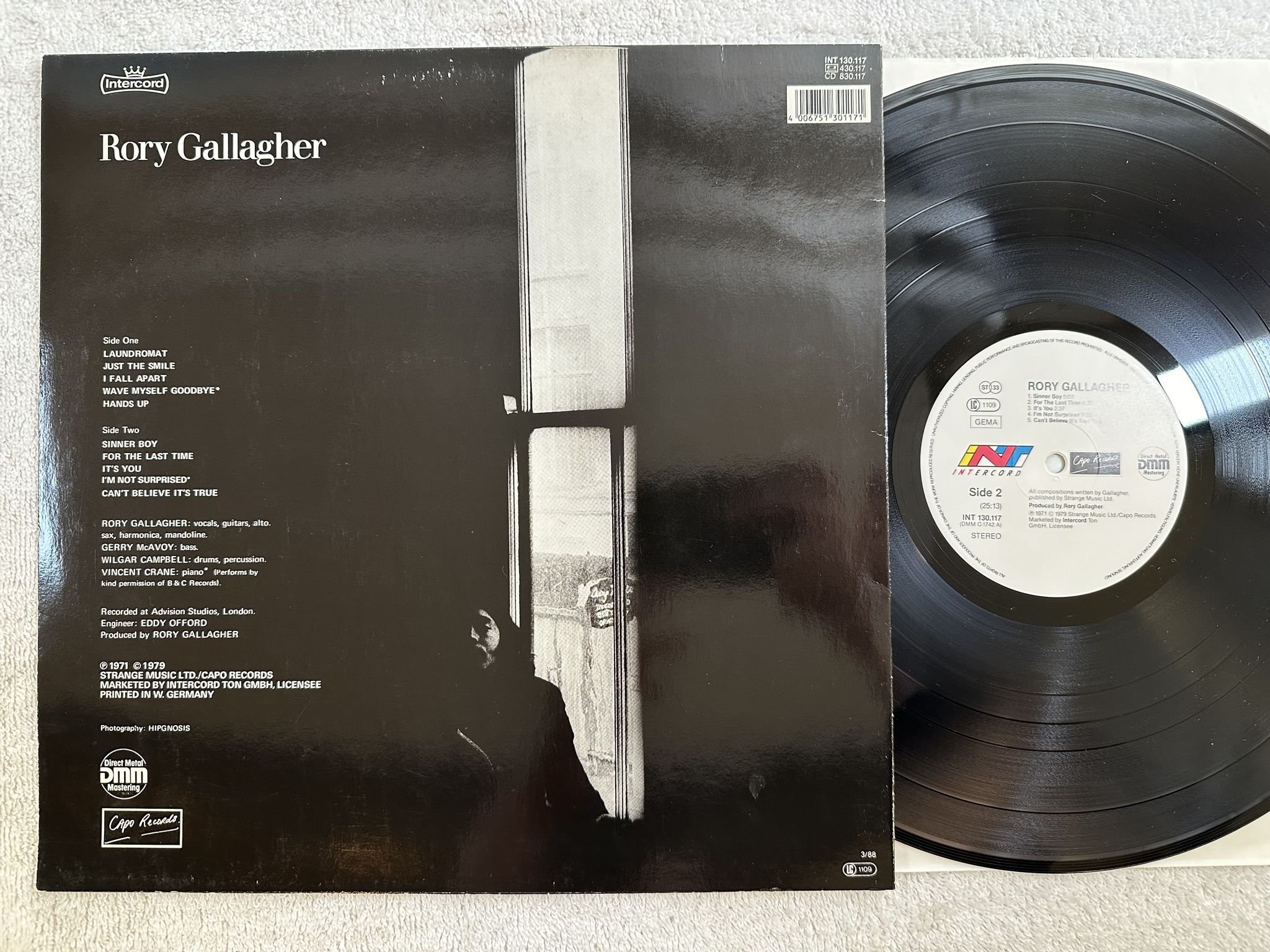 Omslagsbild för skivan RORY GALLAGHER s/t LP -88 Ger INTERCORD INT 130117