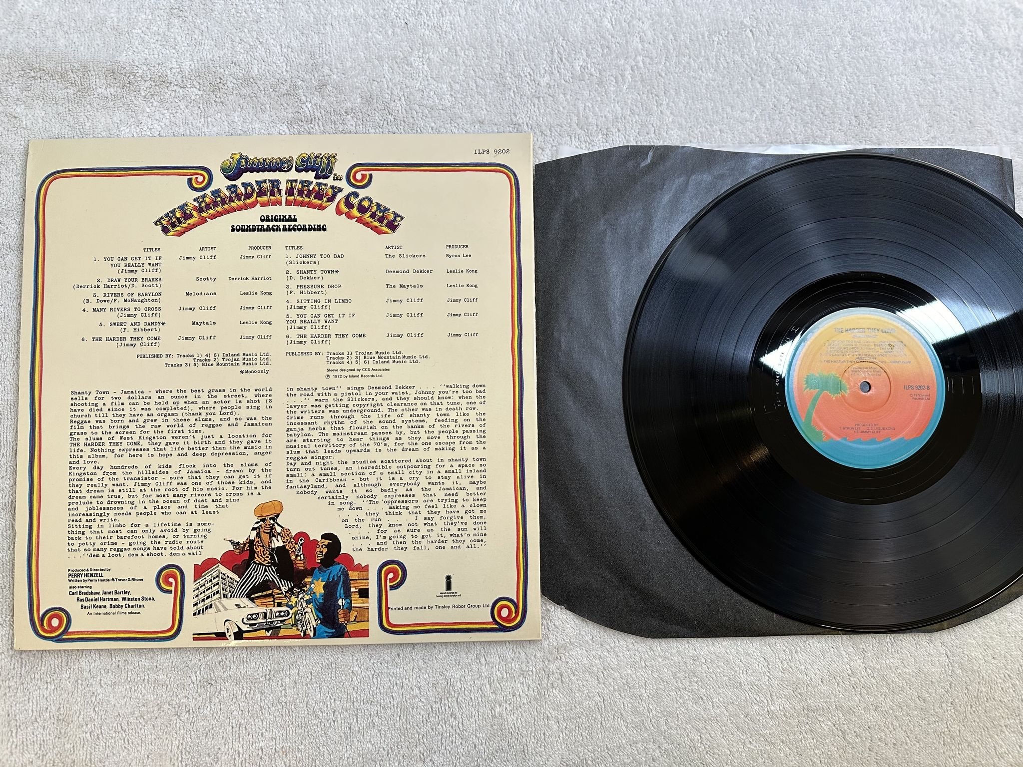 Omslagsbild för skivan V/A the harder they come LP UK ISLAND ILPS 9202 ** MASSIVE CLASSIC **