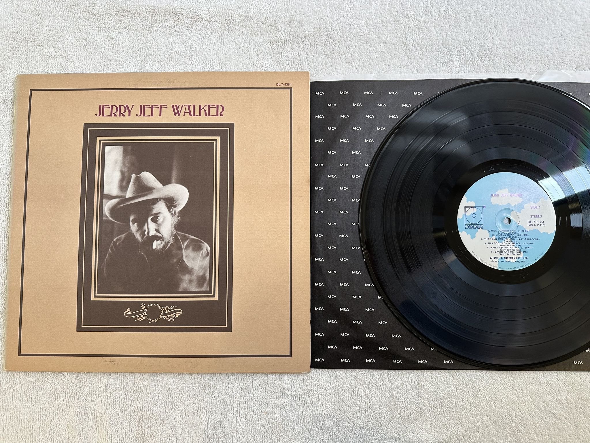 Omslagsbild för skivan JERRY JEFF WALKER s/t LP US DECCA DL 7-5384 *** TAN LABEL ***
