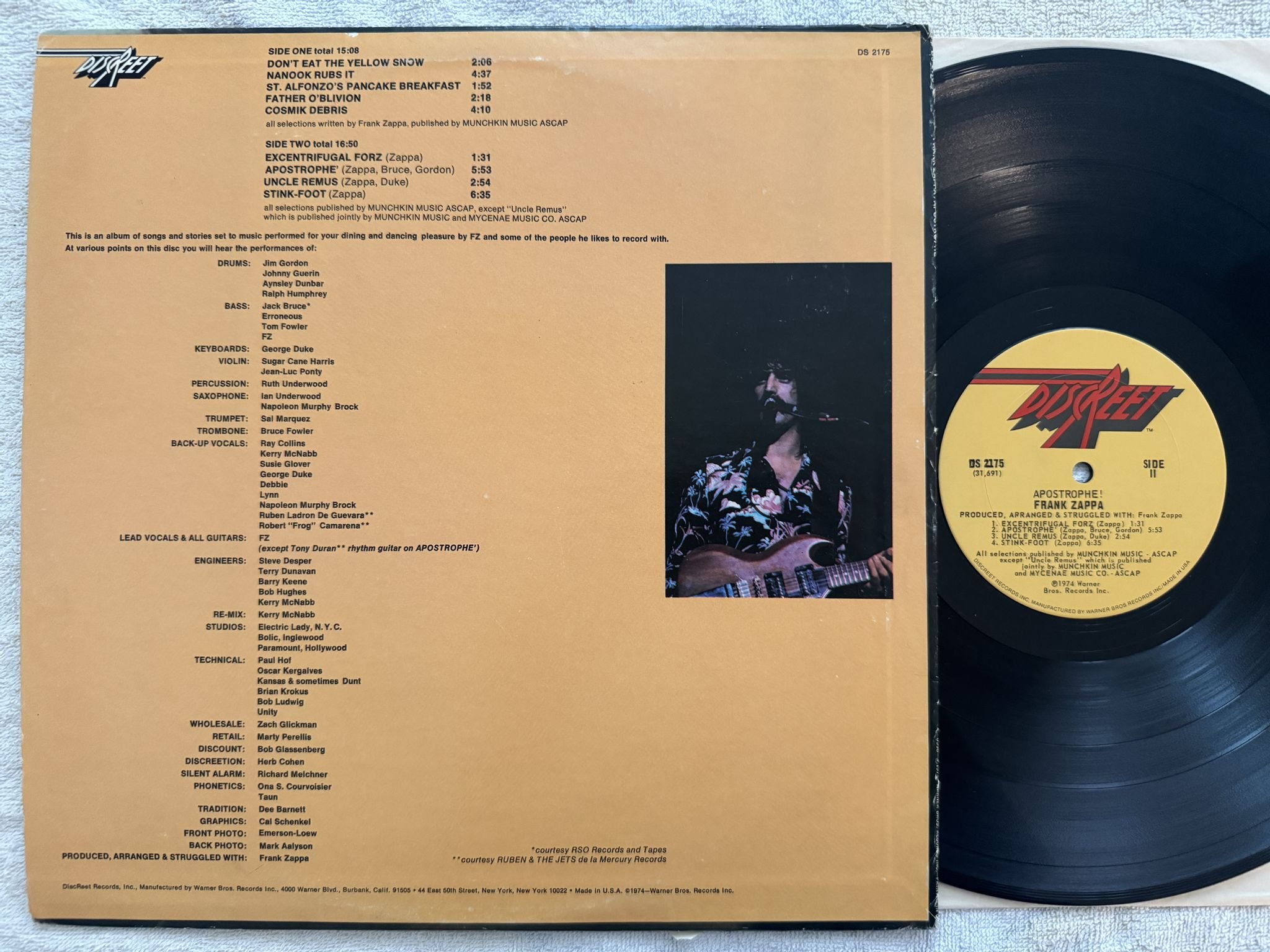 Omslagsbild för skivan FRANK ZAPPA apostrophe! LP -74 US DISCREET DS 2175