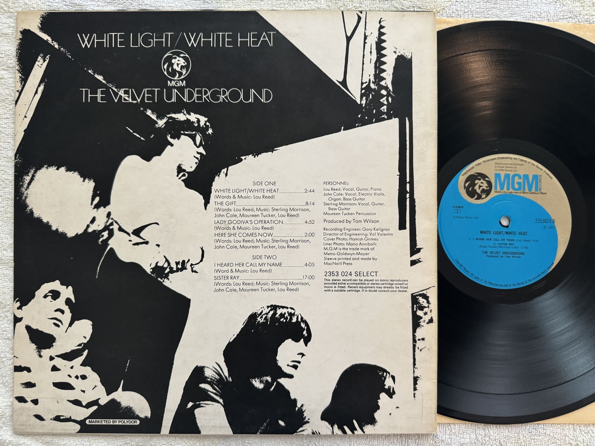 Omslagsbild för skivan THE VELVET UNDERGROUND white light / white heat LP UK MGM 2353024