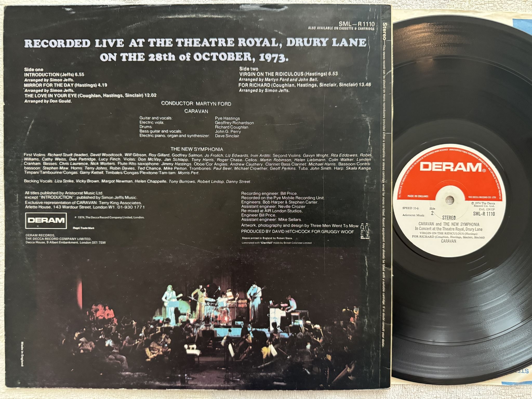 Omslagsbild för skivan CARAVAN & THE NEW SYMPHONIA s/t LP -74 UK DERAM SML- R1110