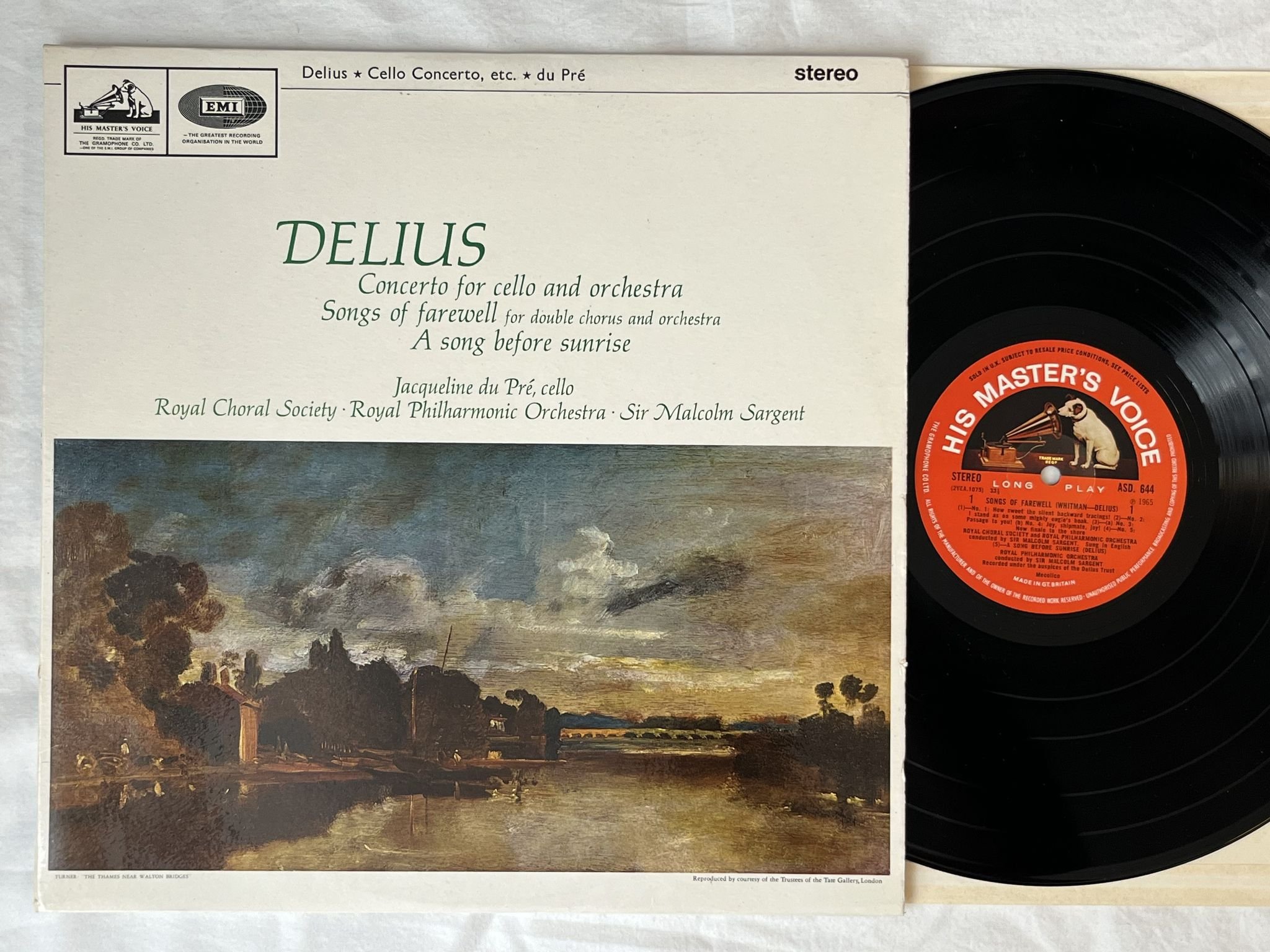 Omslagsbild för skivan JACQUELINE DU PRE Delius: concerto for violoncello LP -65 UK HMV ASD 644