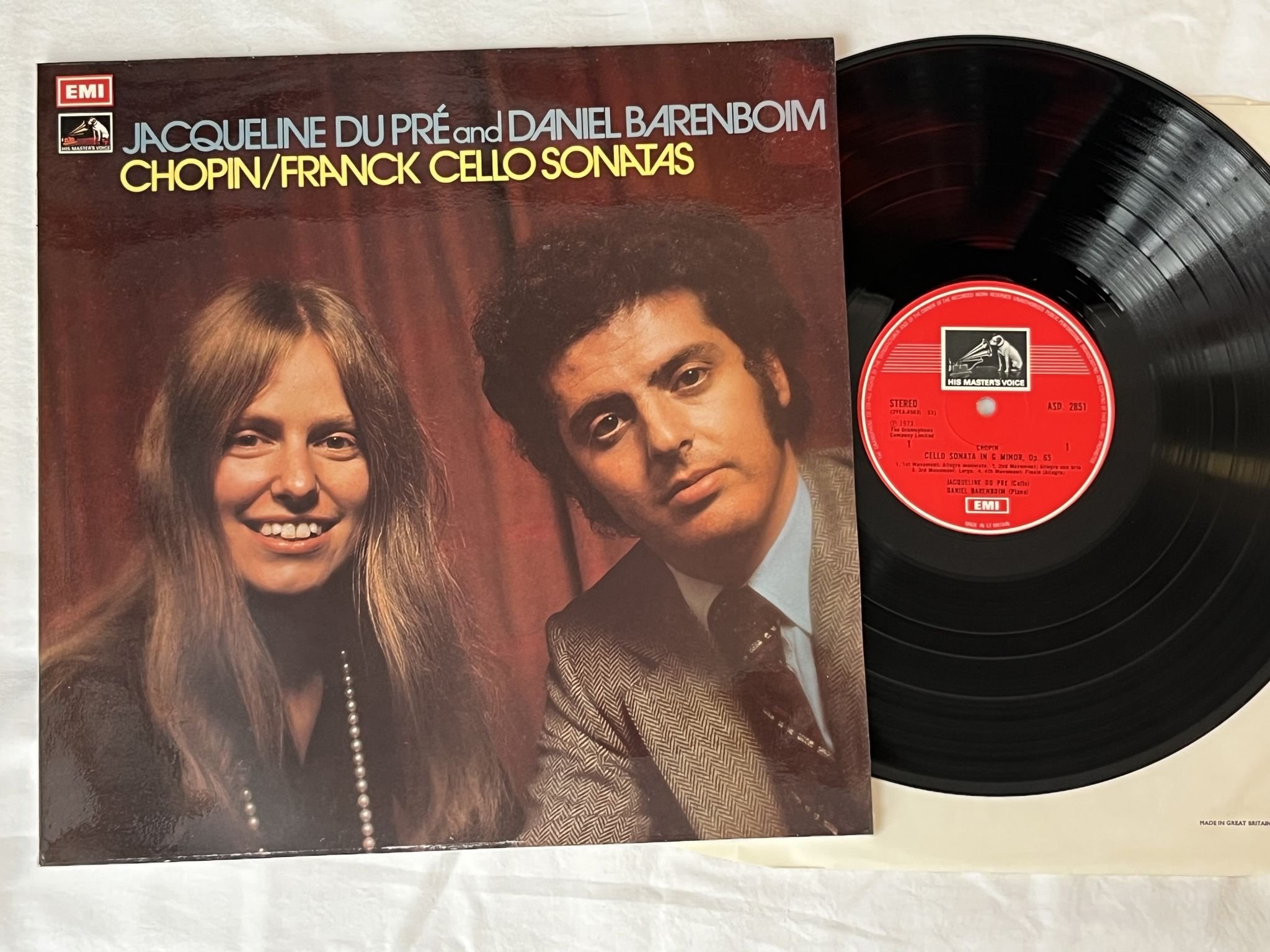 Omslagsbild för skivan JACQUELINE DU PRE Franck: cello sonatas LP -73 UK HMV ASD 2851