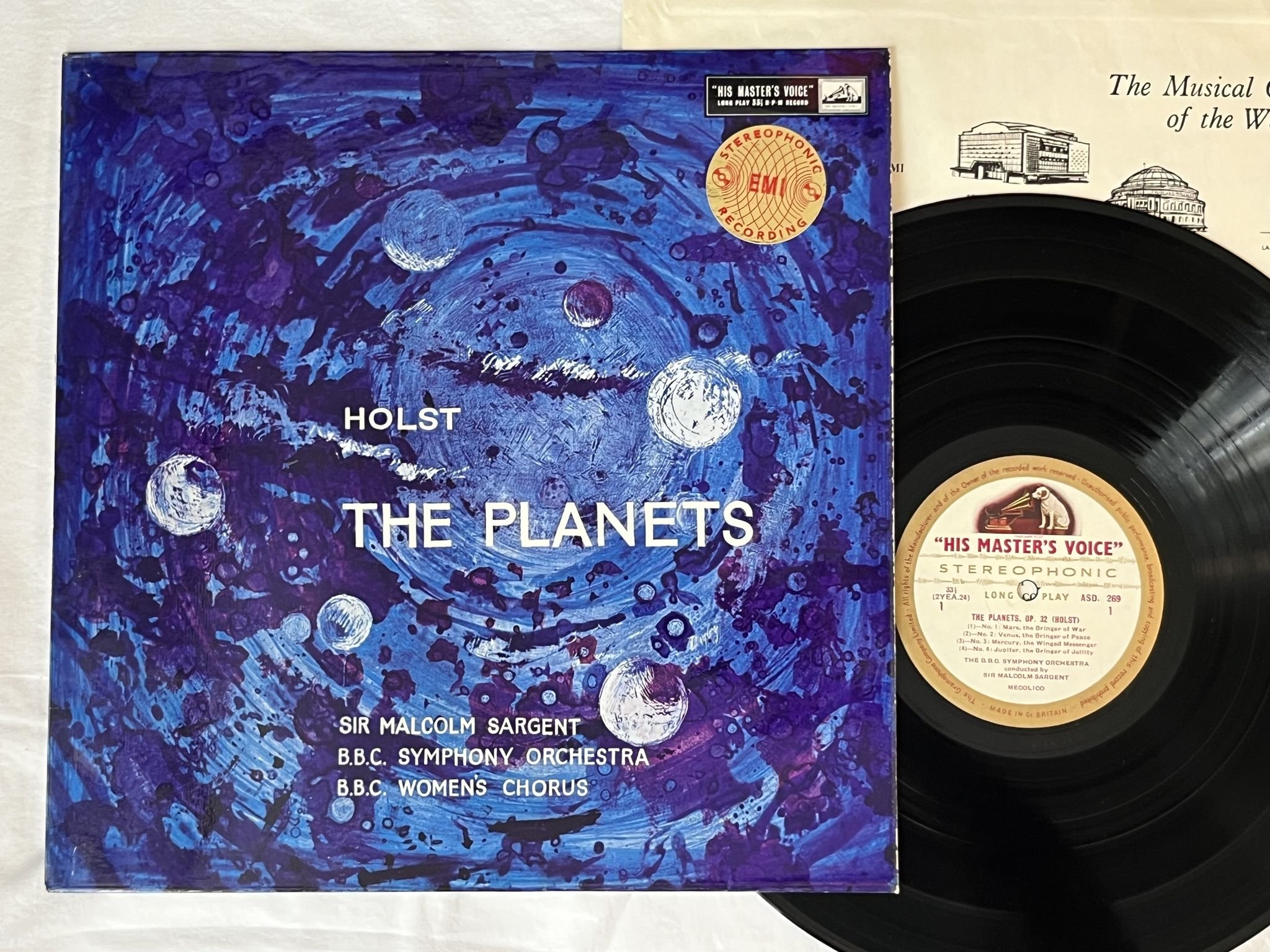 Omslagsbild för skivan SIR MALCOLM SARGENT Holst: the planets LP -59 UK HMV ASD 269