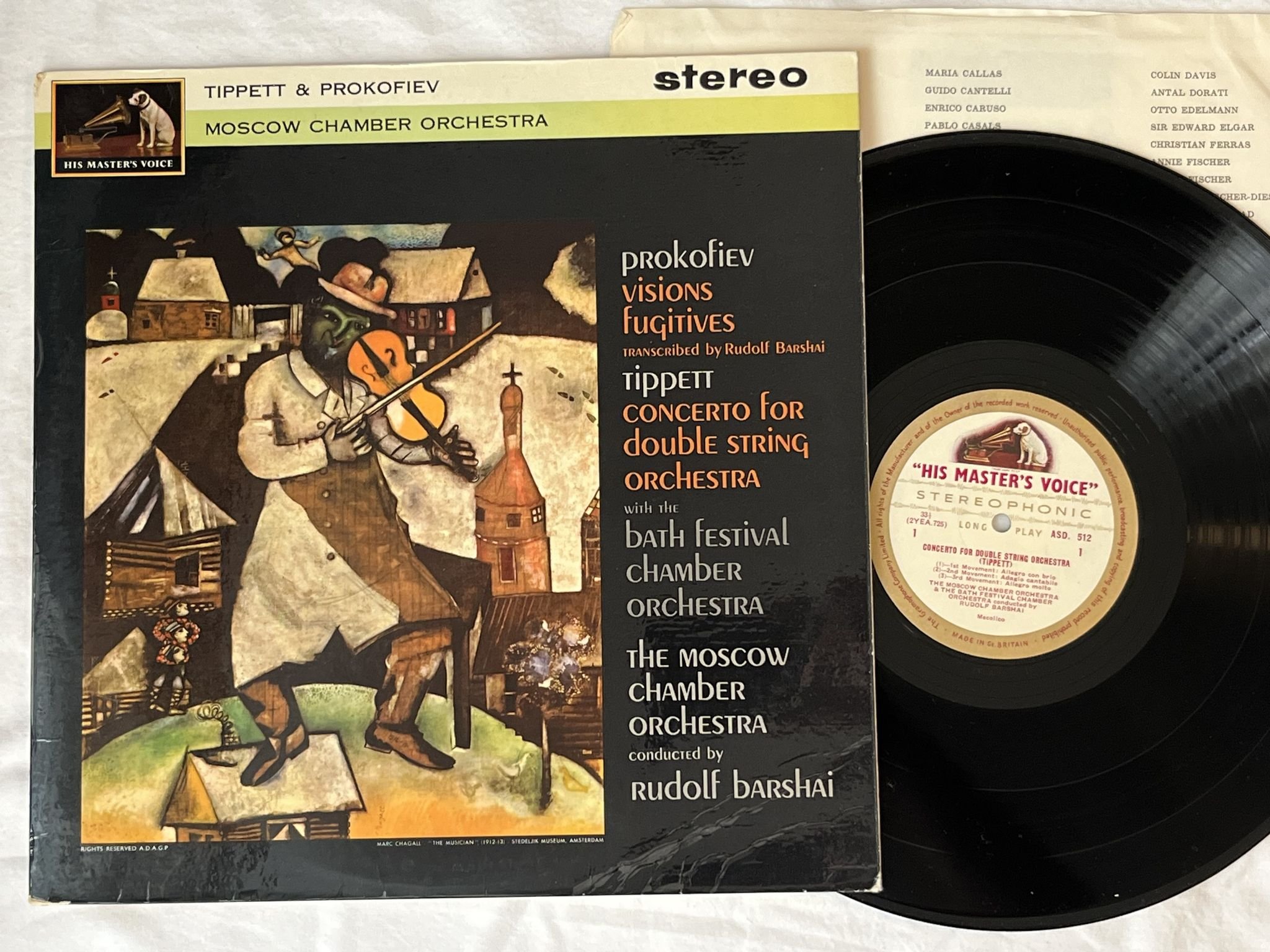 Omslagsbild för skivan RUDOLF BARSHAI Tippett & Prokofiev LP -63 UK HMV ASD 512
