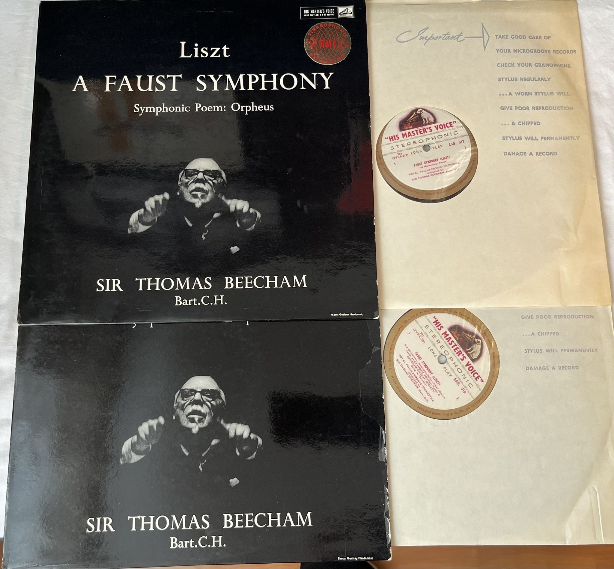 Omslagsbild för skivan BEECHAM Liszt: The Faust symphony 2xLP both volumes -60 UK HMV ASD 317/18