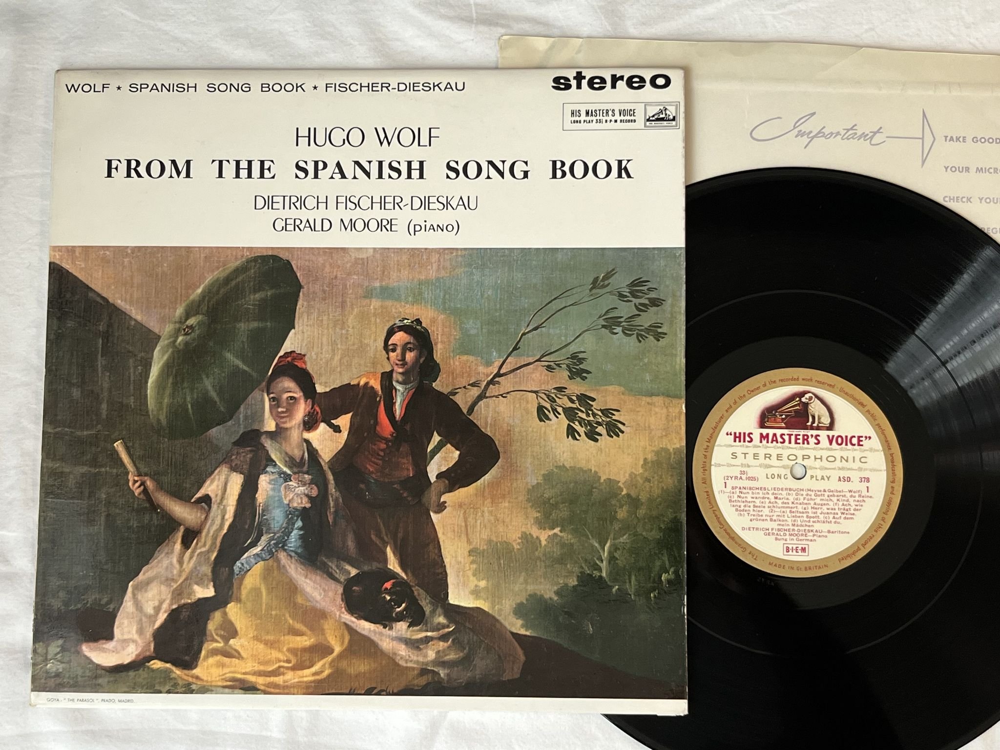 Omslagsbild för skivan FISCHER-DIESKAU Wolf: from the spanish song book LP -60 UK HMV ASD 378
