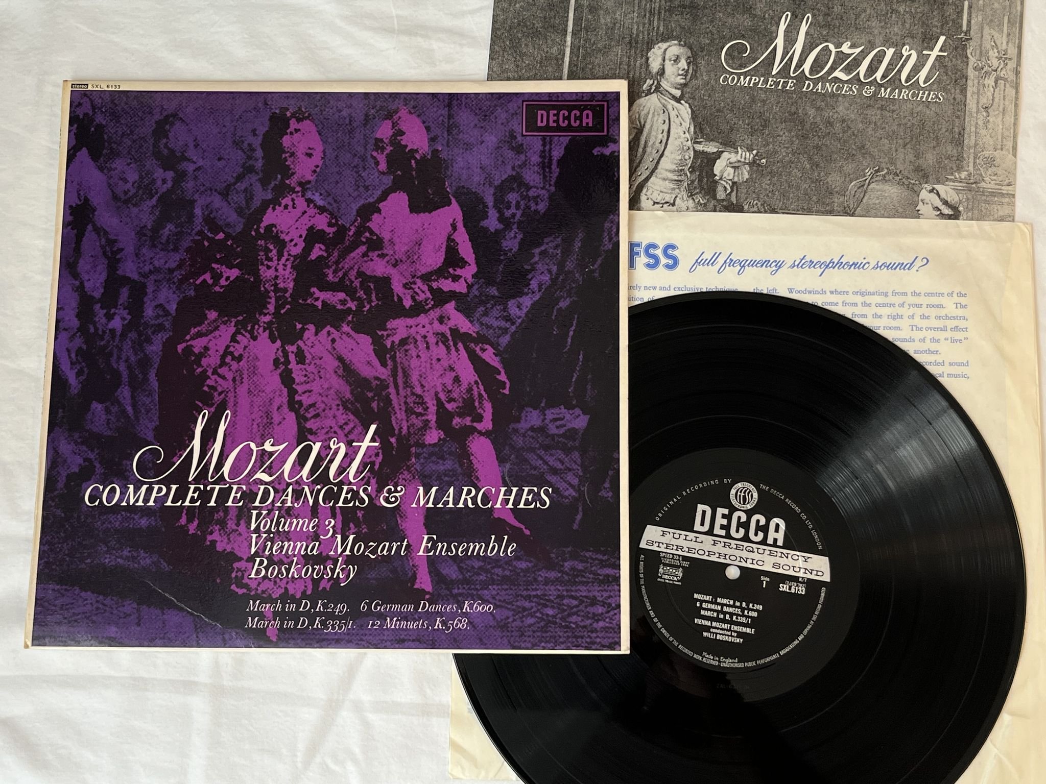 Omslagsbild för skivan BOSKOVSKY Mozart: complete dances & marches vol 3 LP -64 UK Ed1 DECCA SXL 6133
