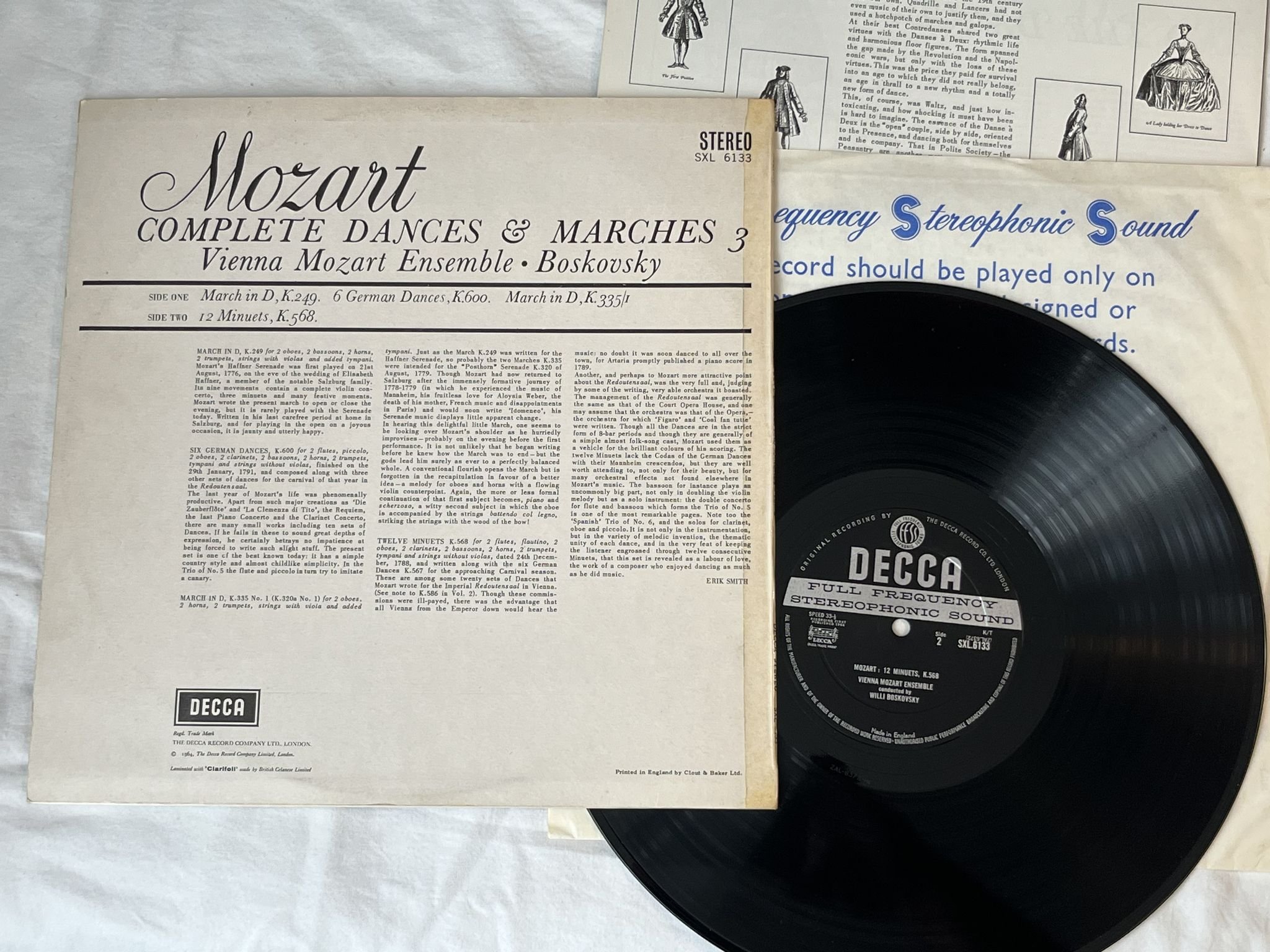Omslagsbild för skivan BOSKOVSKY Mozart: complete dances & marches vol 3 LP -64 UK Ed1 DECCA SXL 6133