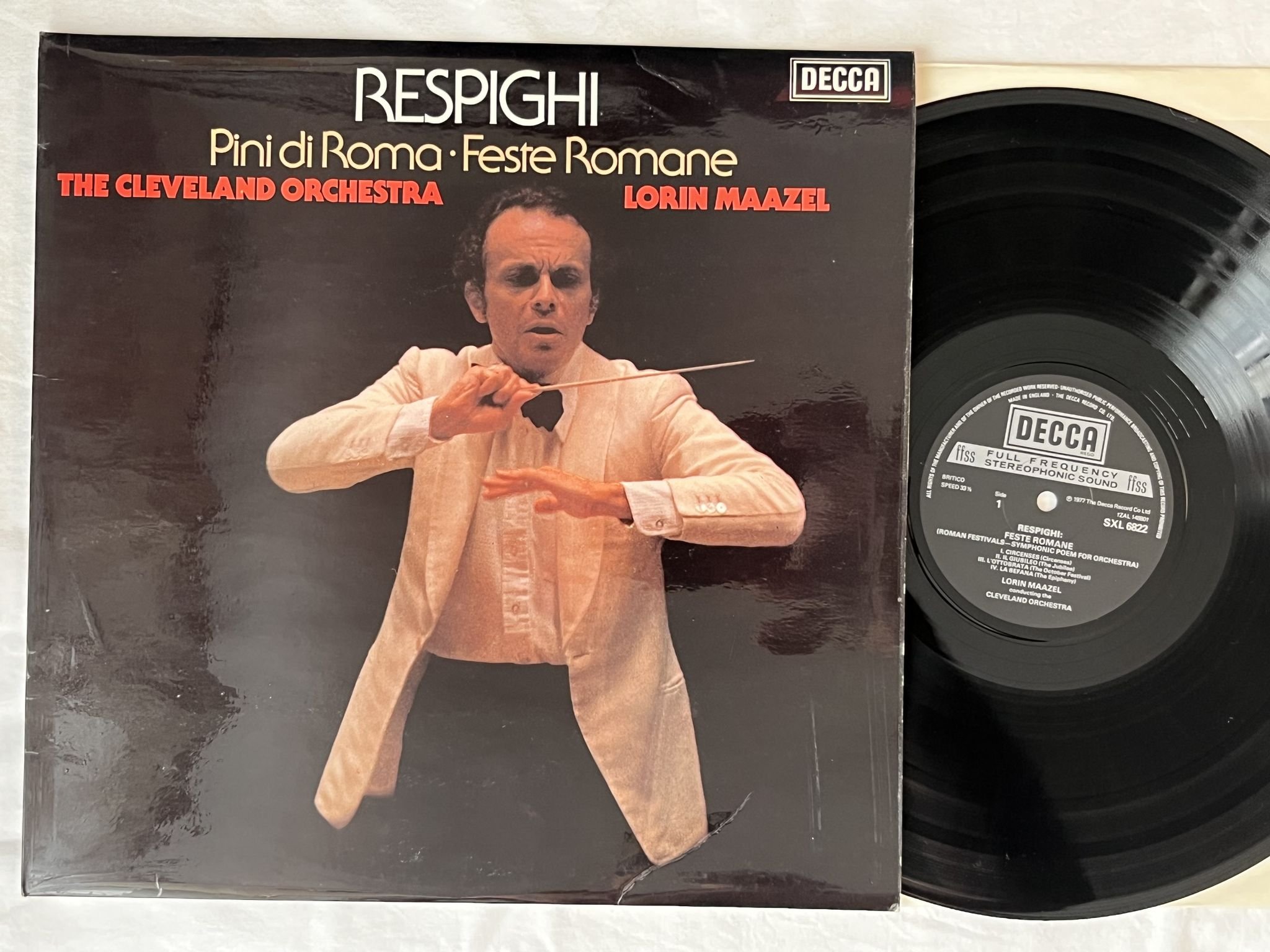 Omslagsbild för skivan MAAZEL Respighi: pini di Roma LP -77 UK DECCA SXL 6822