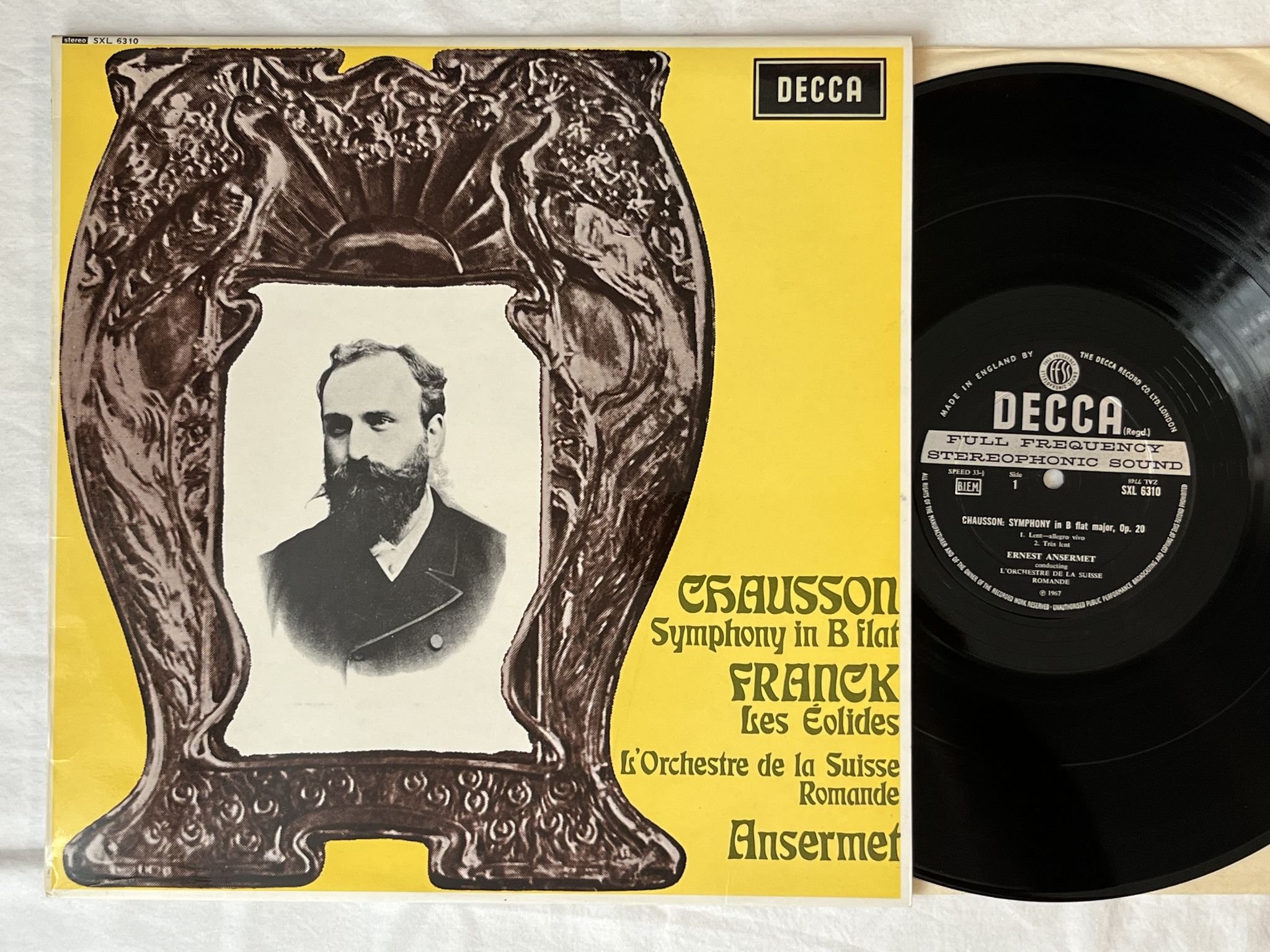Omslagsbild för skivan ERNEST ANSERMET Chausson: symphony in B flat LP -67 UK DECCA SXL 6310