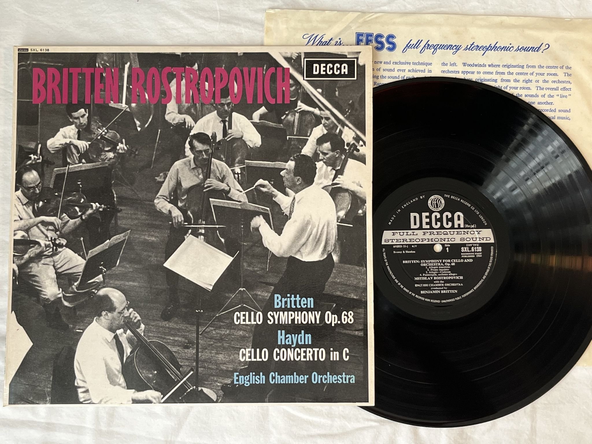 Omslagsbild för skivan ROSTROPOVICH / BRITTEN Haydn: concerto for cello LP ED2 UK DECCA SXL 6138