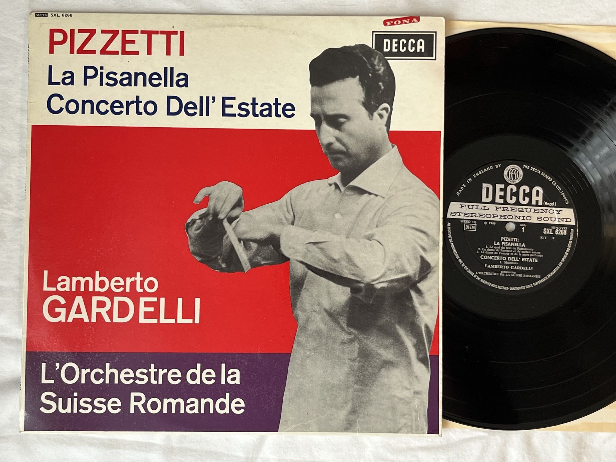 Omslagsbild för skivan GARDELLI Pizzetti: la pisanella LP -66 UK DECCA SXL 6268