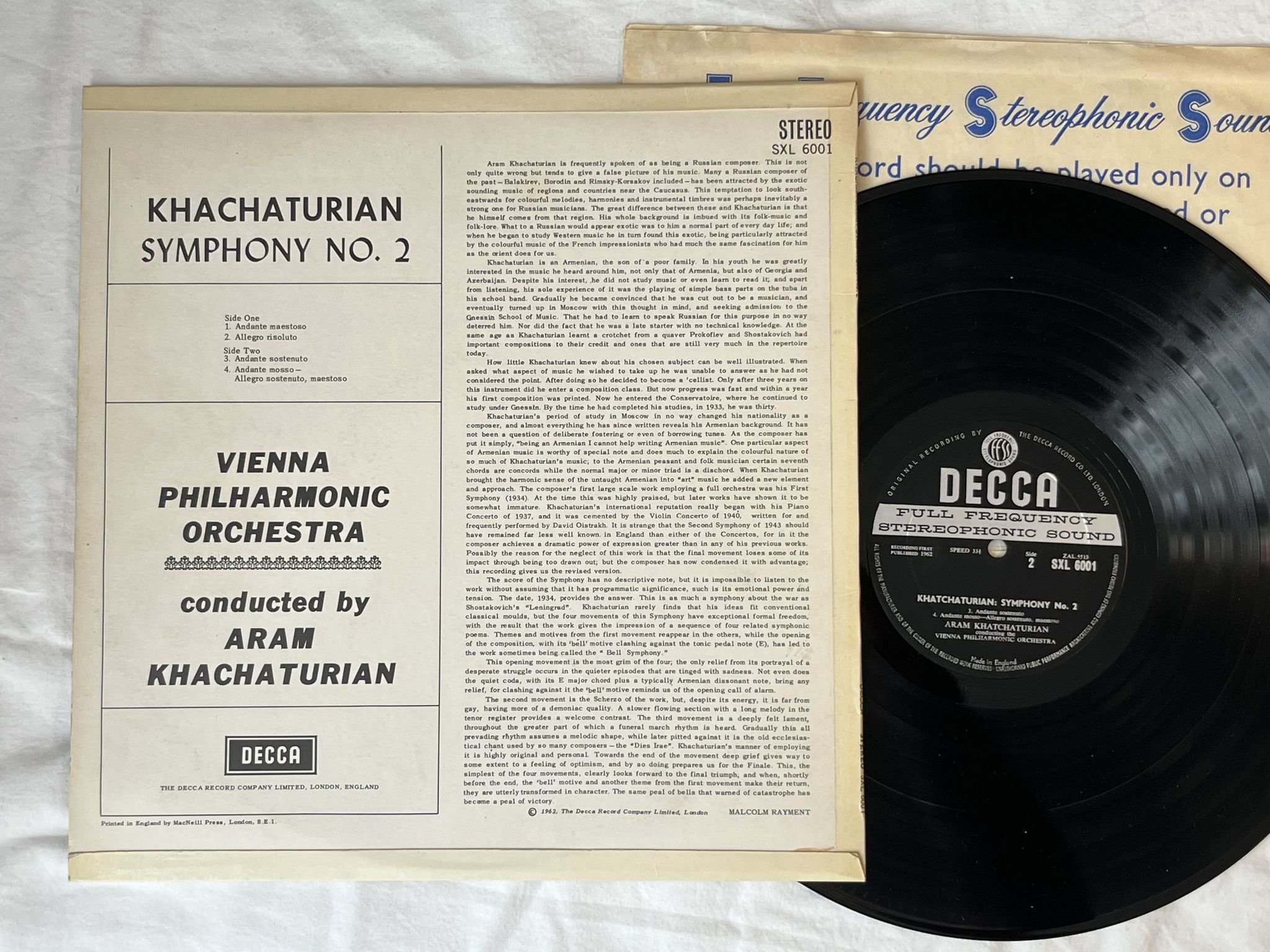 Omslagsbild för skivan KHATCHATURIAN Symphony No 2 LP -62 UK DECCA SXL 6001