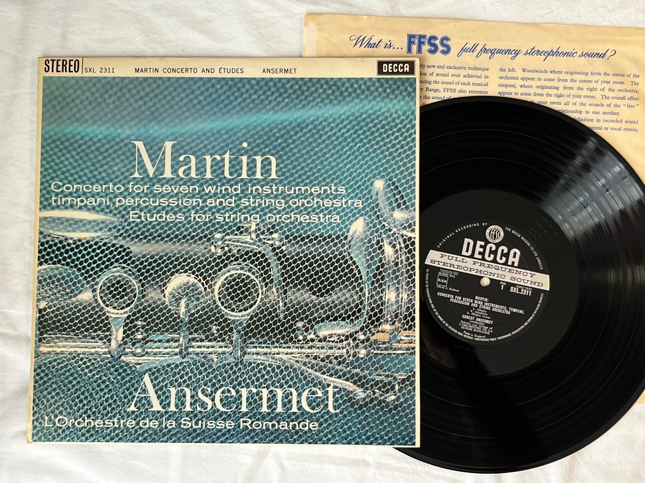 Omslagsbild för skivan ERNEST ANSERMET Martin: Concerto and etudes LP -61 UK DECCA SXL 2311