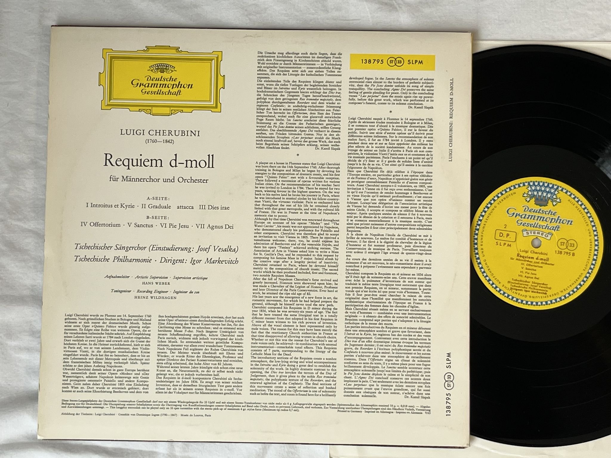 Omslagsbild för skivan MARKEVITCH Luigi Cherubini: Requiem LP -63 Ger DGG red 138795