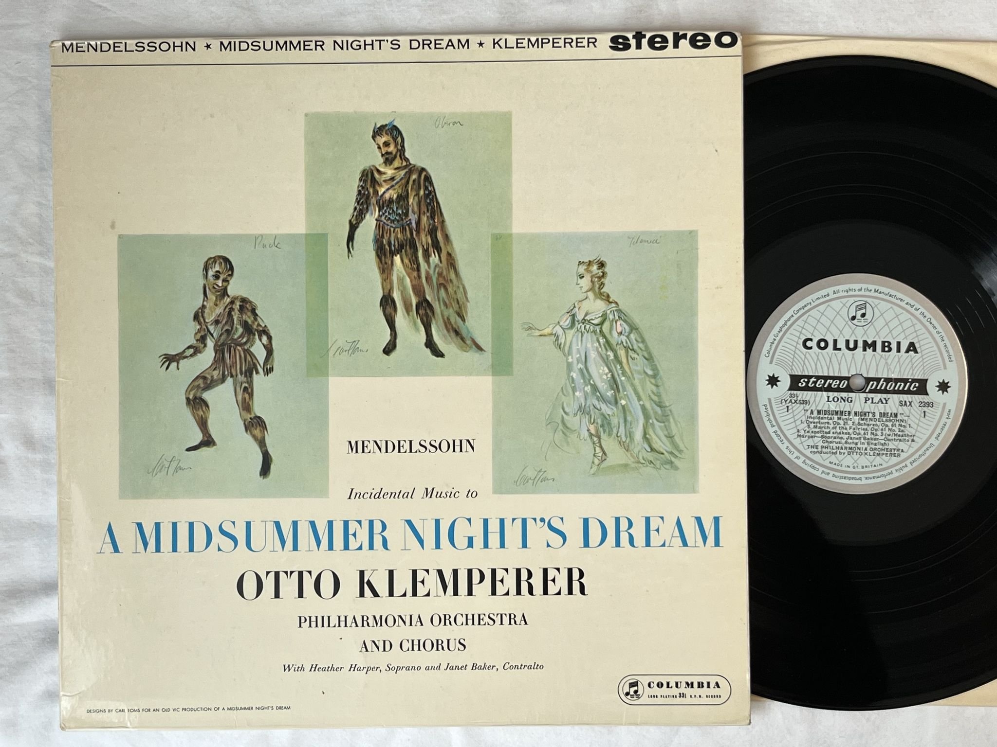 Omslagsbild för skivan KLEMPERER A Midsummer Night's Dream LP -61 UK COLUMBIA SAX 2393