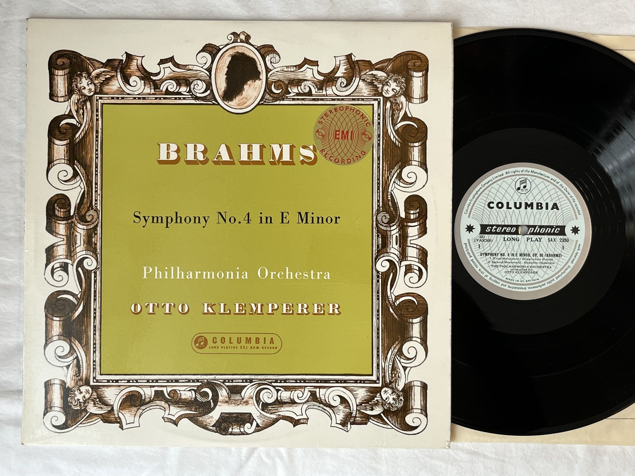 Omslagsbild för skivan KLEMPERER Brahms: Symphony No.4 In E Minor LP -60 UK COLUMBIA SAX 2350