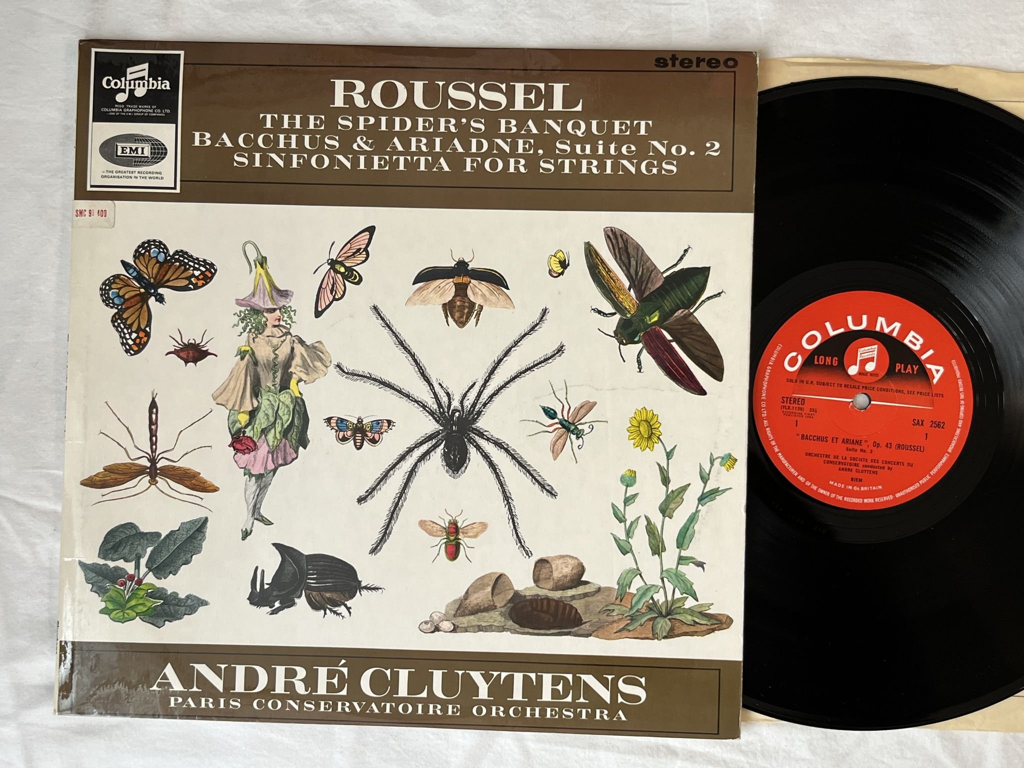 Omslagsbild för skivan ANDRE CLUYTENS Roussel: The spiders banquet LP -64 UK COLUMBIA SAX 2562