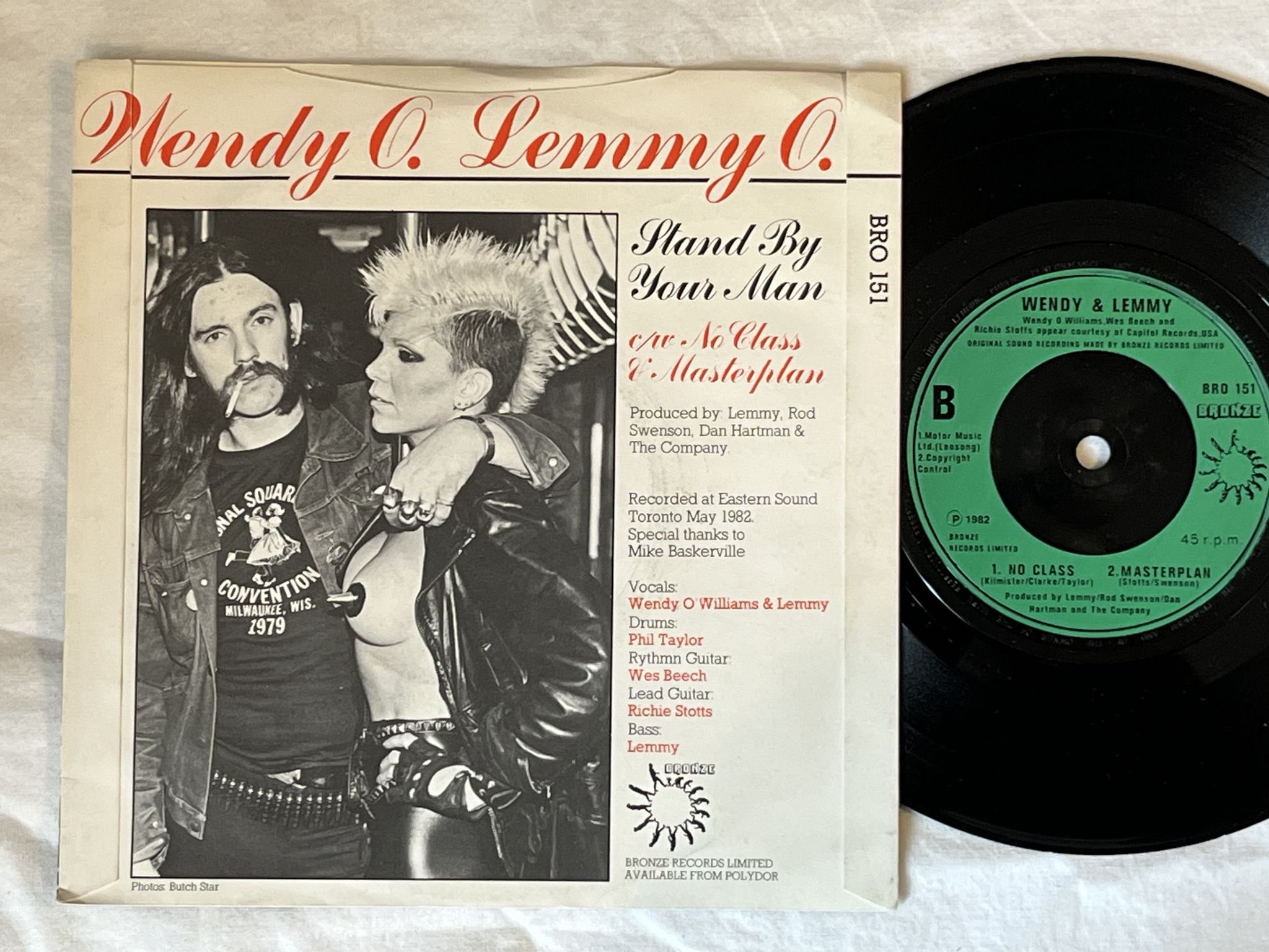 Omslagsbild för skivan WENDY O. LENNY O. stand by your man "7"Single-82 BRO 151 Bronze Records