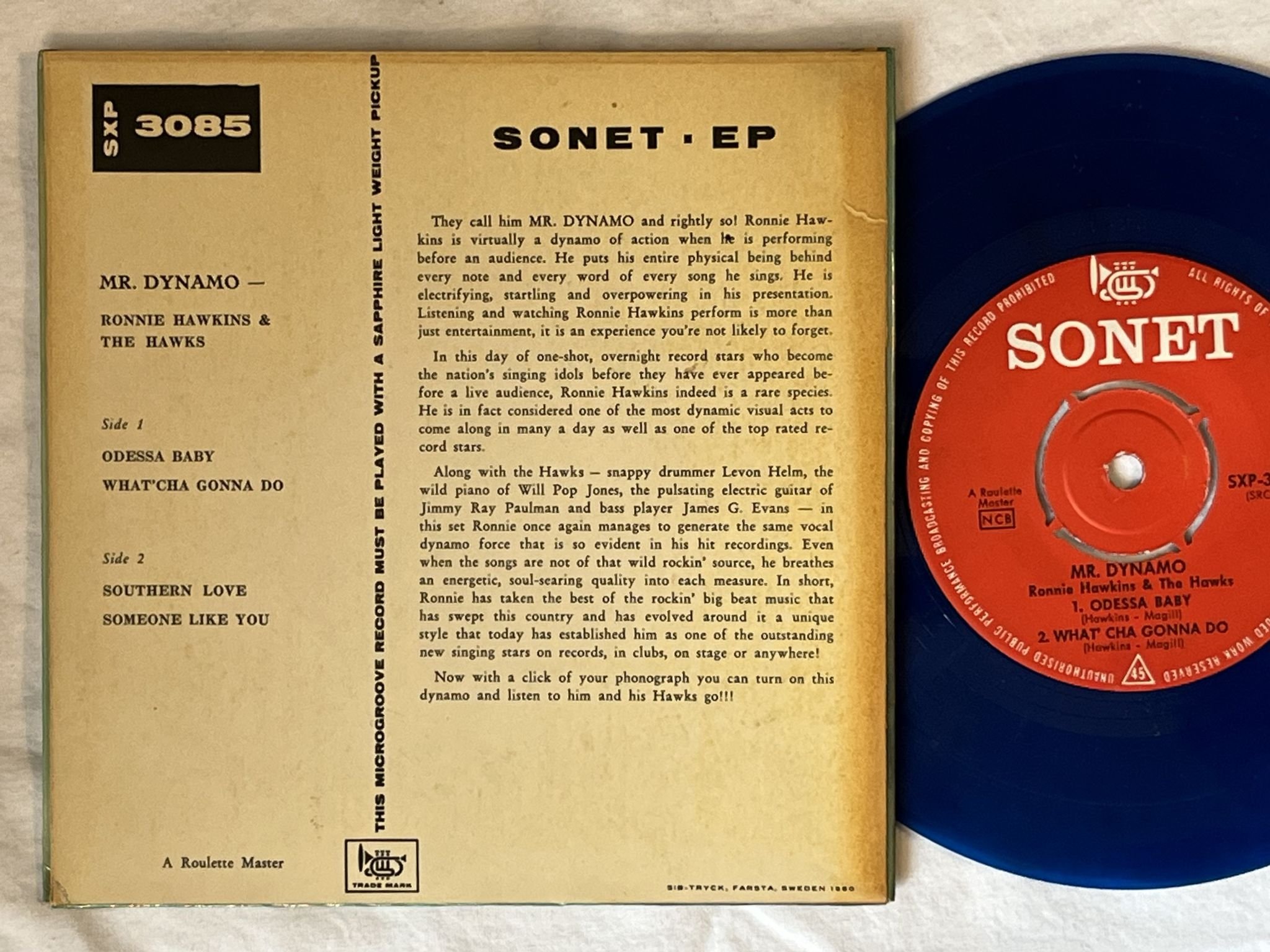 Omslagsbild för skivan RONNIE HAWKINS mr. dynamo "7"Single - 60 Swe SXP 6085 SONET