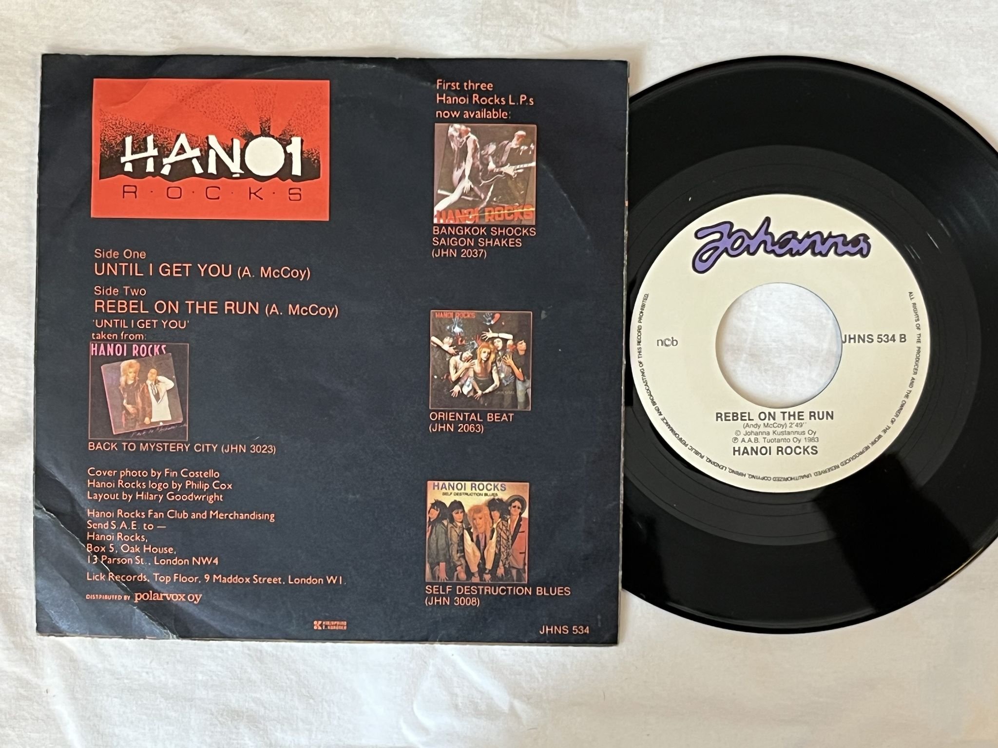 Omslagsbild för skivan HANOI ROCKS until I get you "7"Single-83 FINLAND JHNS 534 JOHANNA