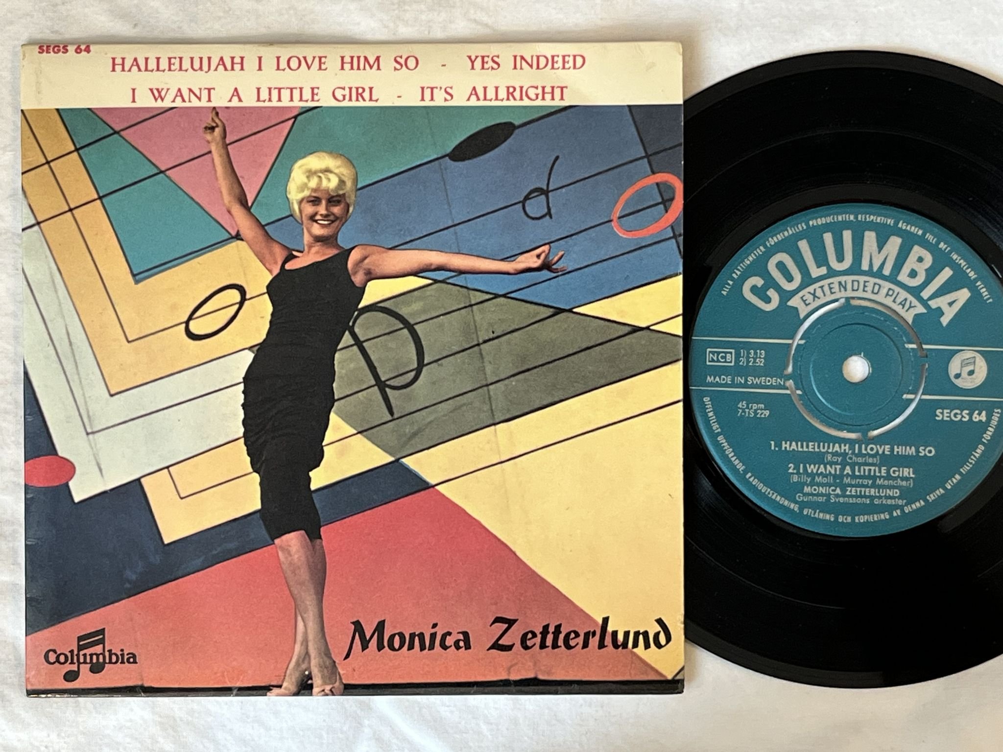Omslagsbild för skivan MONICA ZETTERLUND hallelujah I love him so much "7"Single-59 SWE SEGS64 COLUMBIA