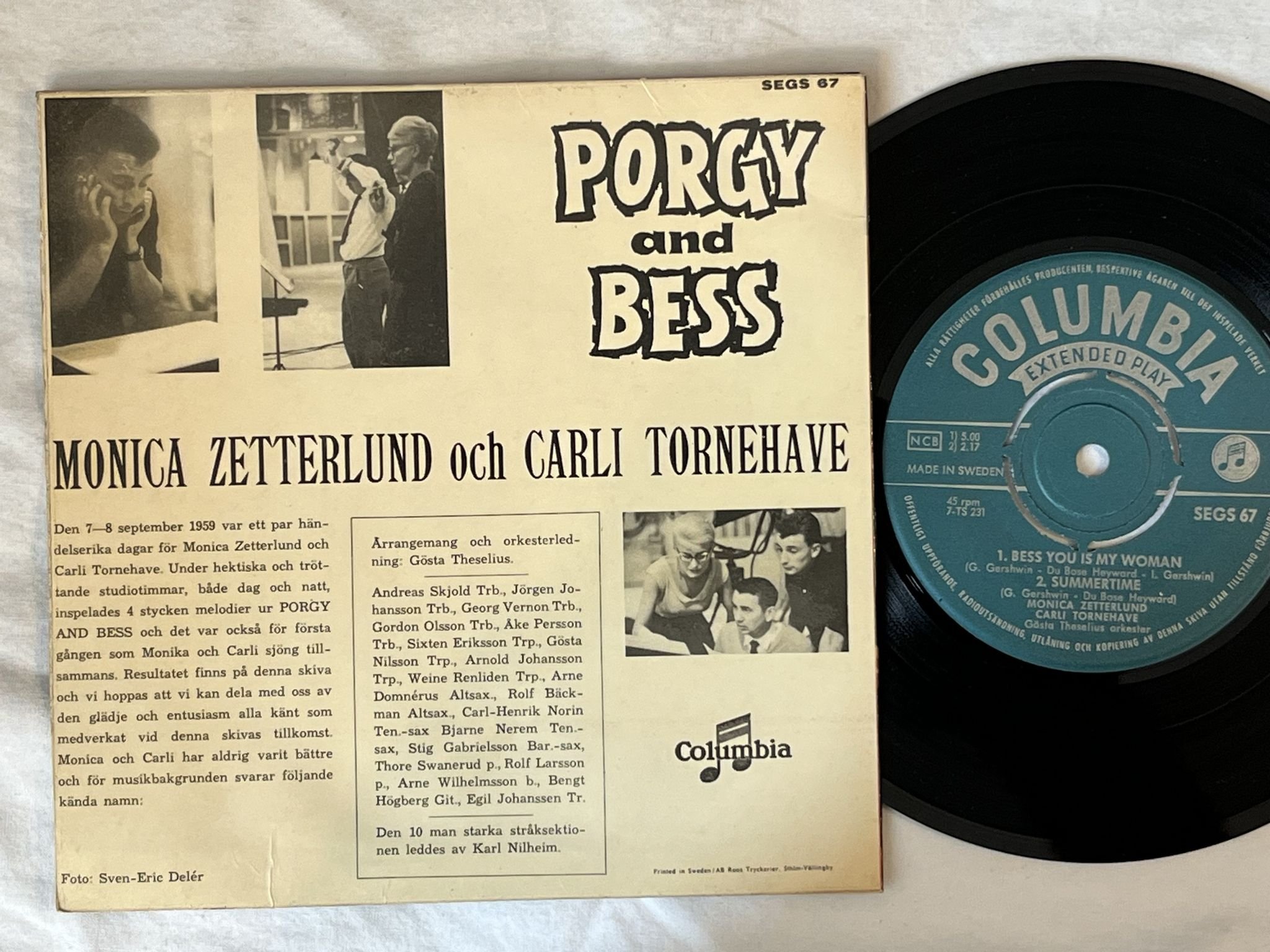 Omslagsbild för skivan MONICA ZETTERLUND porgy and bess "7"Single-59 SWE SEGS 67 COLUMBIA