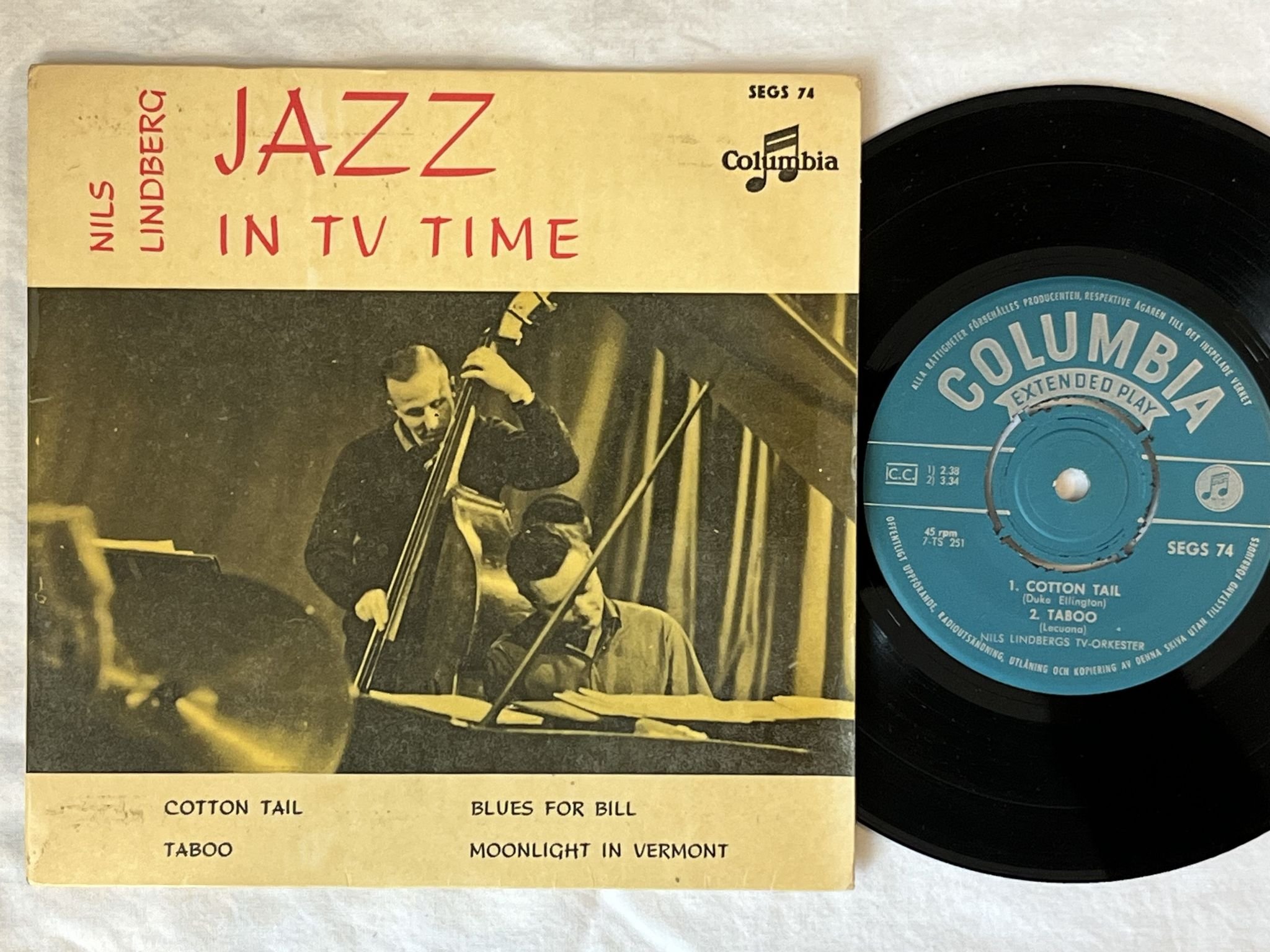 Omslagsbild för skivan NILS LINDBERG jazz in tv time "7"Single-60 SWE SEGS 74 COLUMBIA