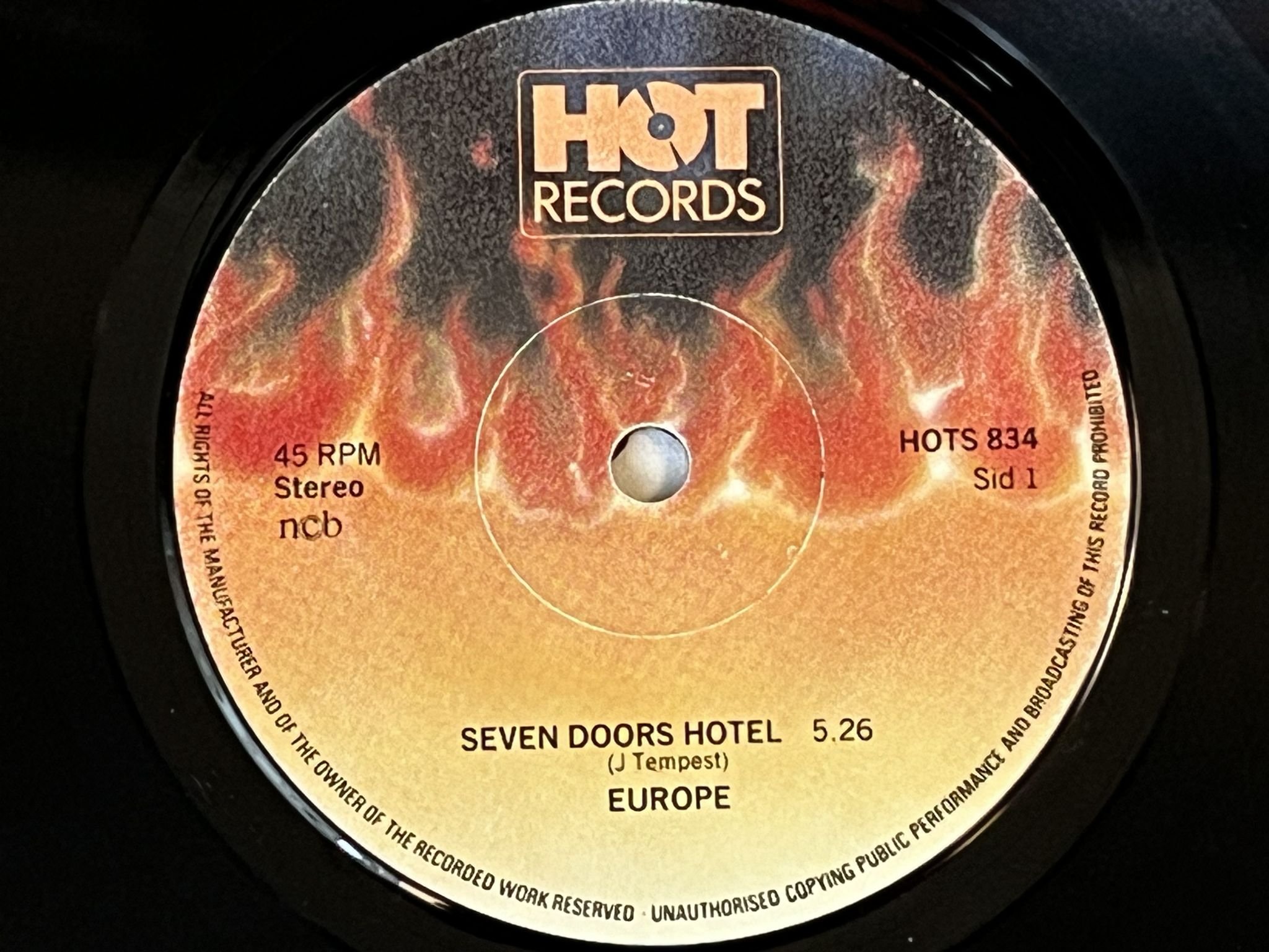Omslagsbild för skivan EUROPE seven doors hotel "7"Single-83 SWE HOTS 834 HOT RECORDS ***VERY RARE***