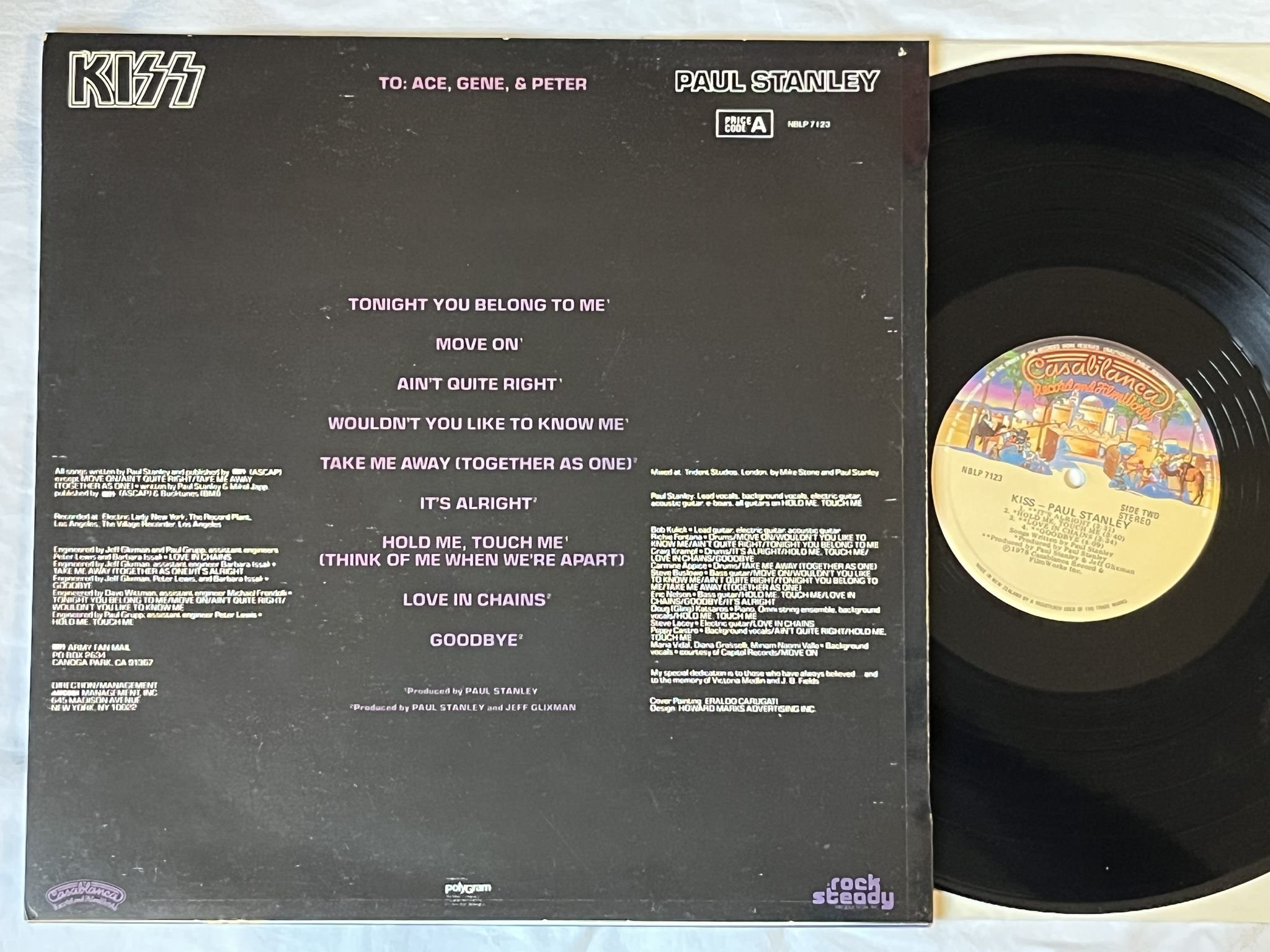 Omslagsbild för skivan KISS paul stanley LP -78 New Zealand NBLP 7123 CASABLANCA