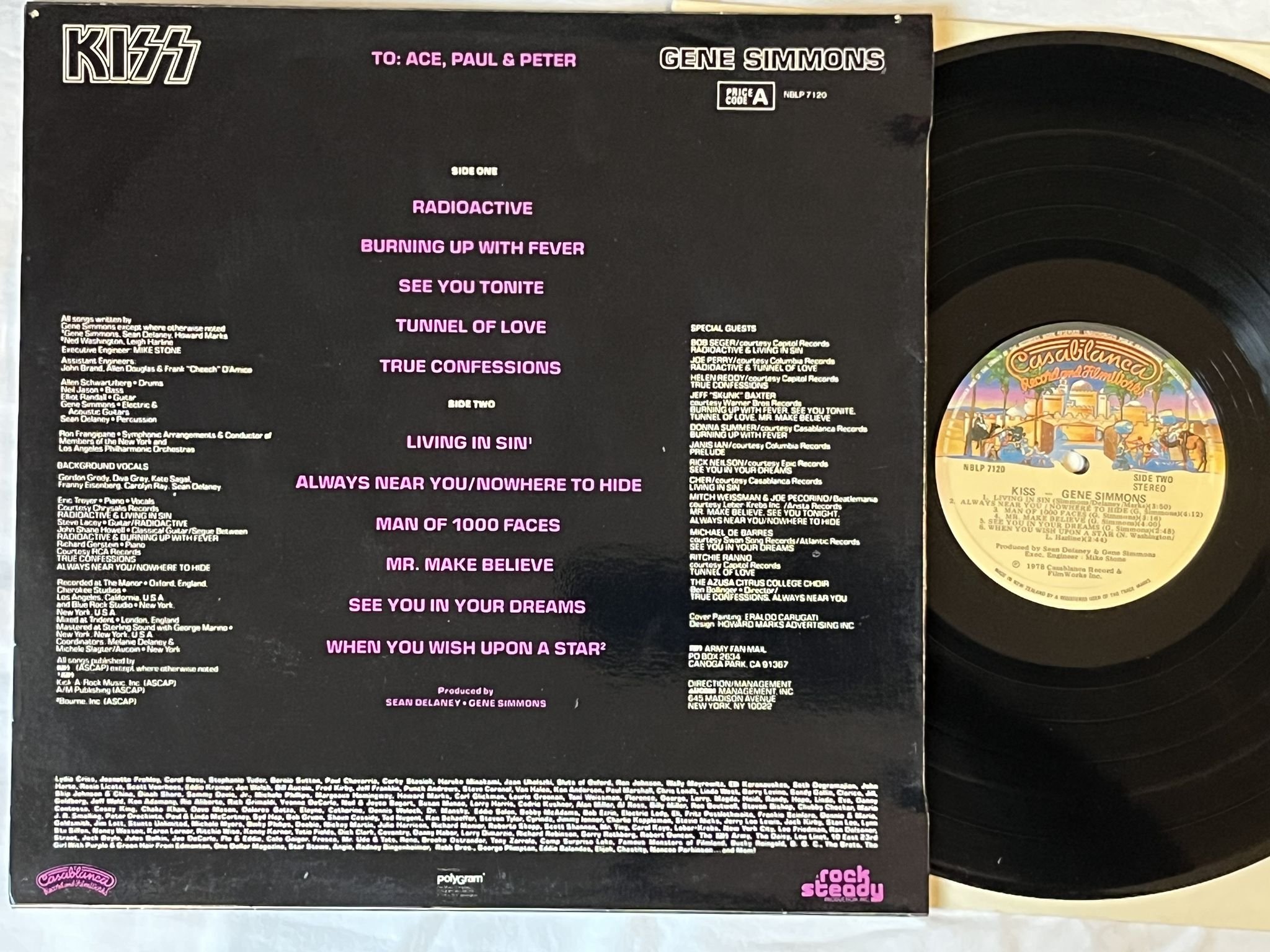 Omslagsbild för skivan KISS gene simmons LP -78 New Zealand NBLP 7120 CASABLANCA