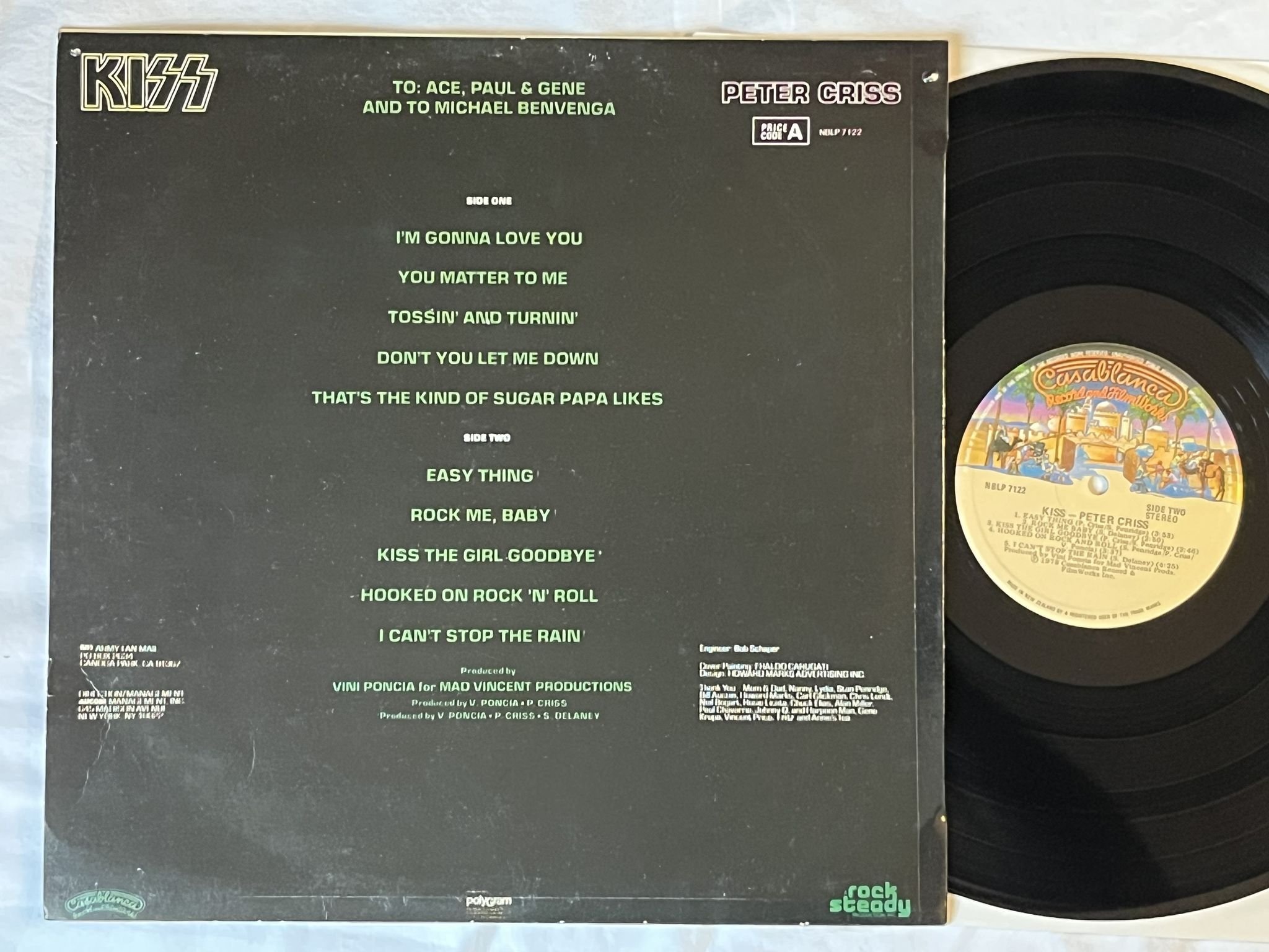 Omslagsbild för skivan KISS peter criss LP -78 New Zealand NBLP 7122 CASABLANCA
