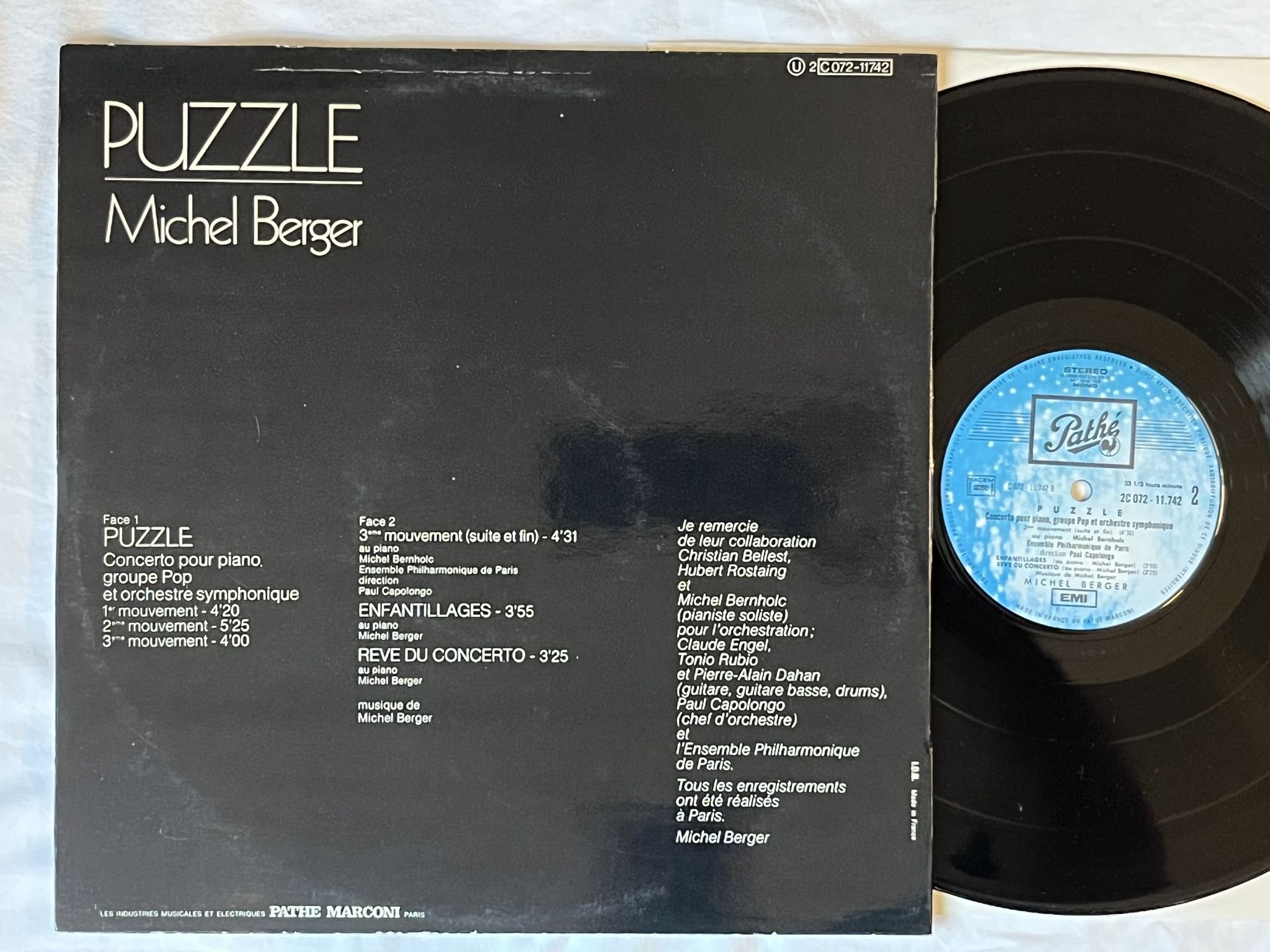 Omslagsbild för skivan MICHEL BERGER puzzle LP-71 FRA 2C 072-11.742 PATHE