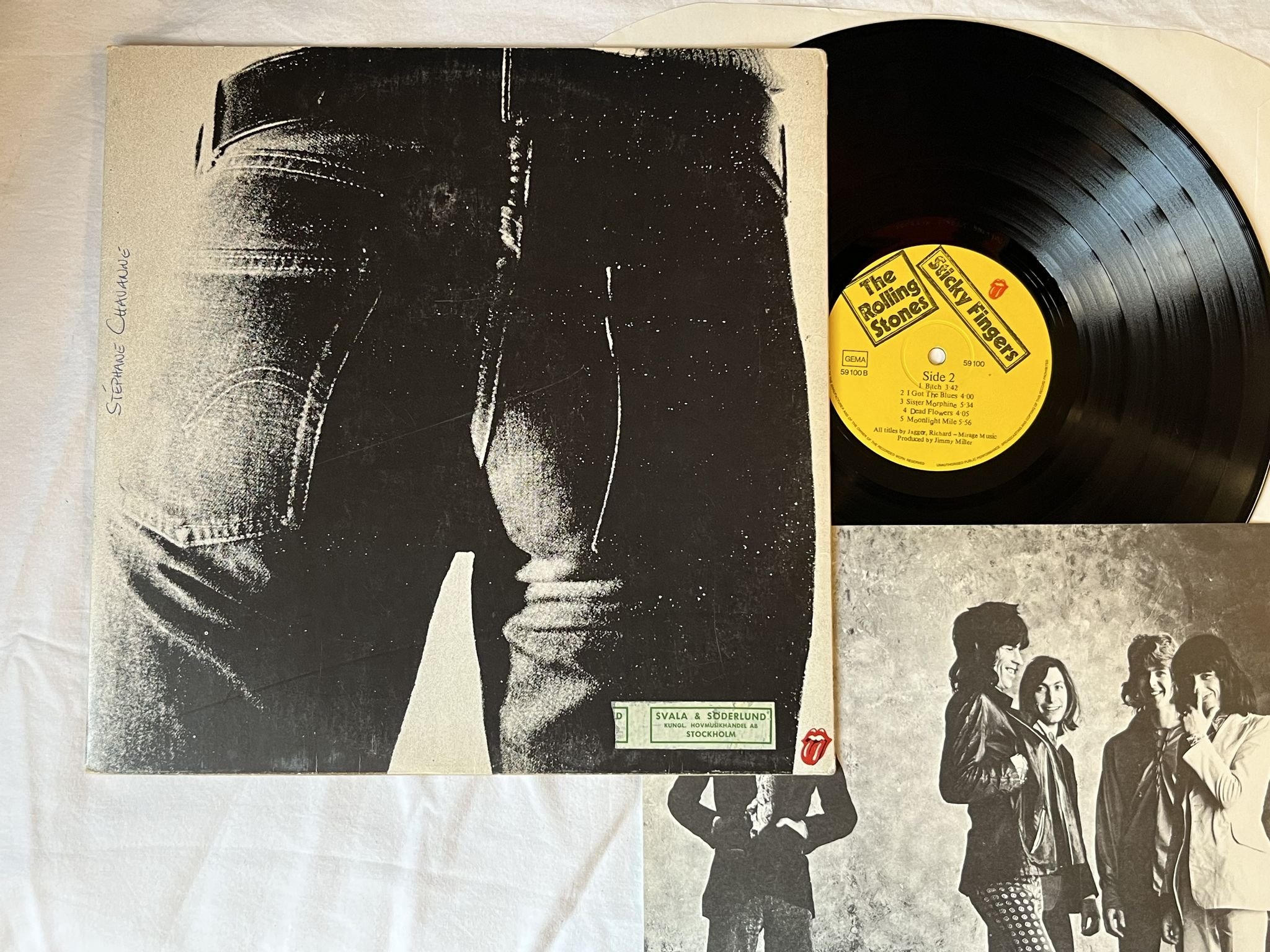 Omslagsbild för skivan THE ROLLING STONES sticky fingers LP UK COC 59100 ** Andy Warhol pop art **