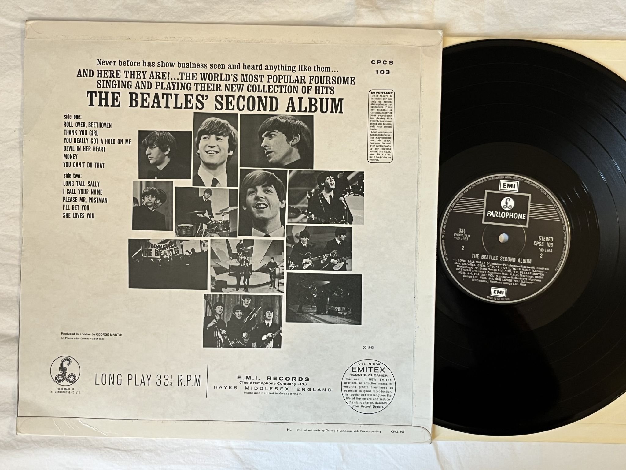Omslagsbild för skivan THE BEATLES second album LP -65 UK CPCS 103 Parlophone ** Export pressing ***