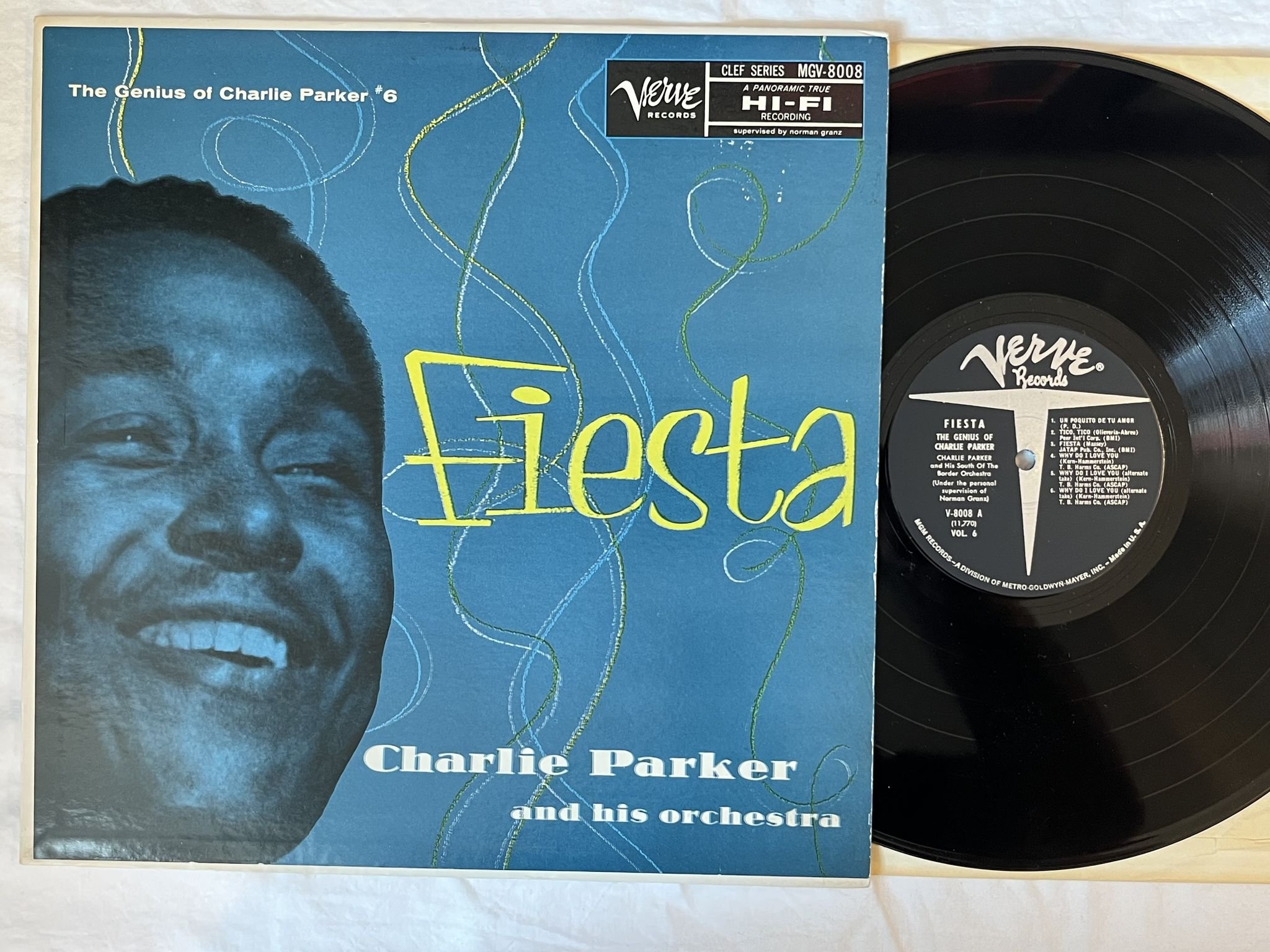 Omslagsbild för skivan CHARLIE PARKER AND HIS ORCHESTRA fiesta LP-57 US MG V-8008 VERVE RECORDS