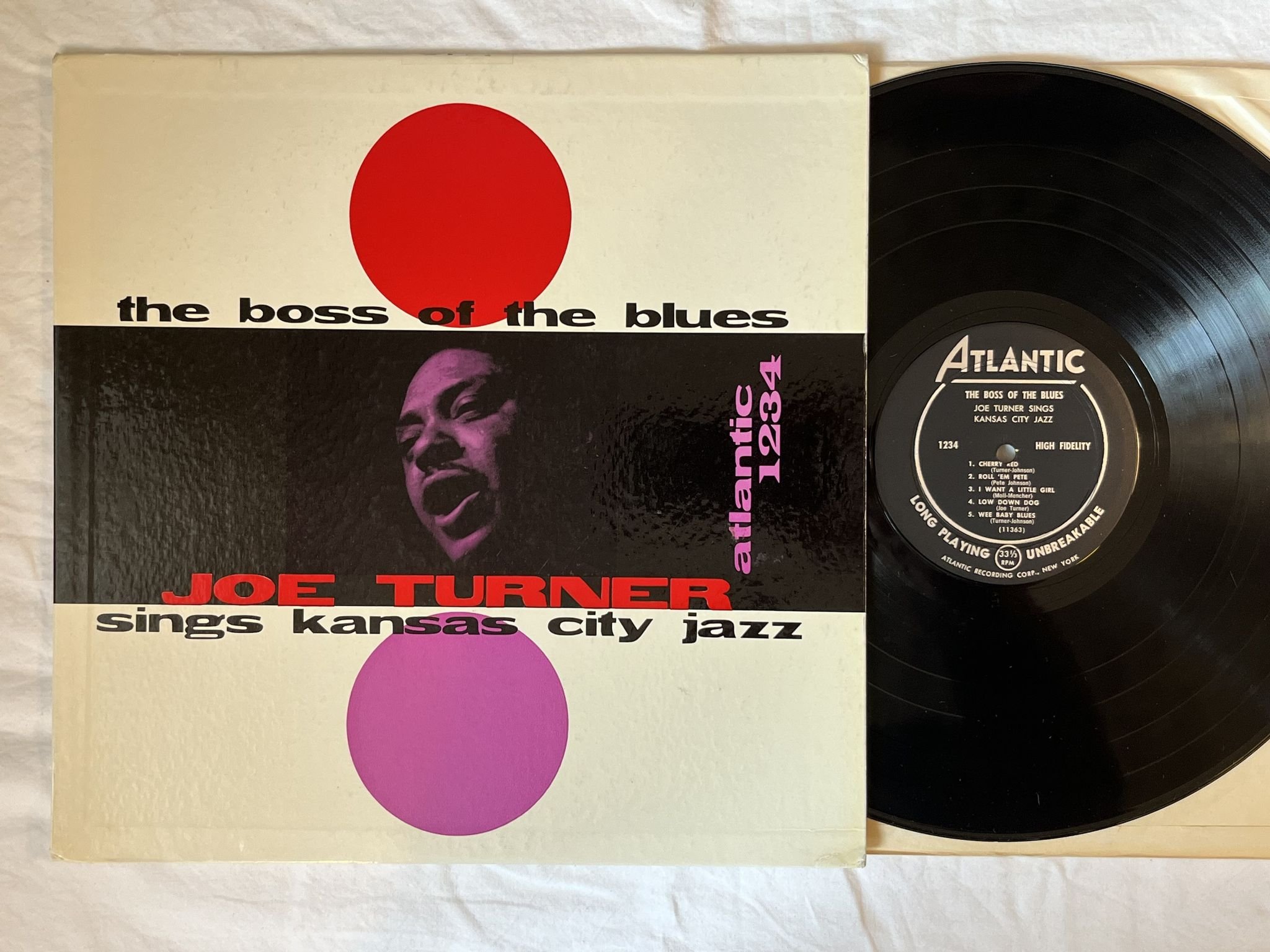 Omslagsbild för skivan JOE TURNER the boss of the blues sings kansas city jazz LP 1234 ATLANTIC