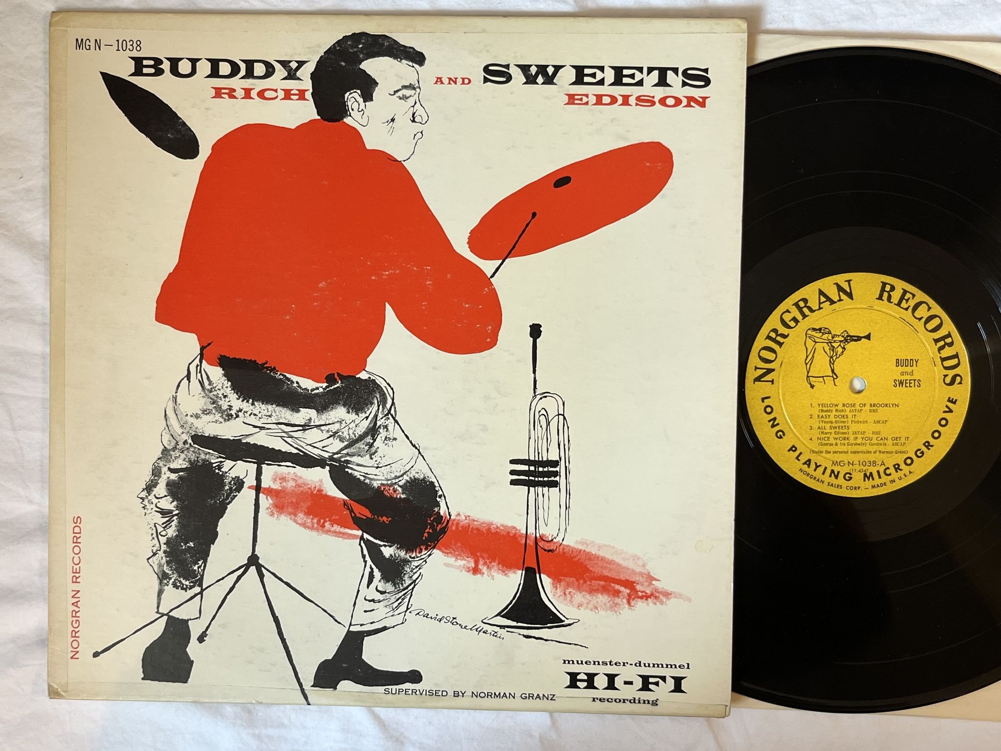Omslagsbild för skivan BUDDY RICH HARRY EDISON buddy and sweets LP-55 US MGN-1038 Norgran records