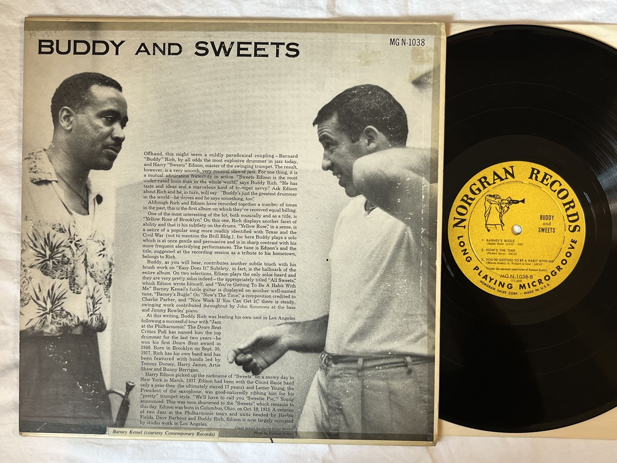 Omslagsbild för skivan BUDDY RICH HARRY EDISON buddy and sweets LP-55 US MGN-1038 Norgran records