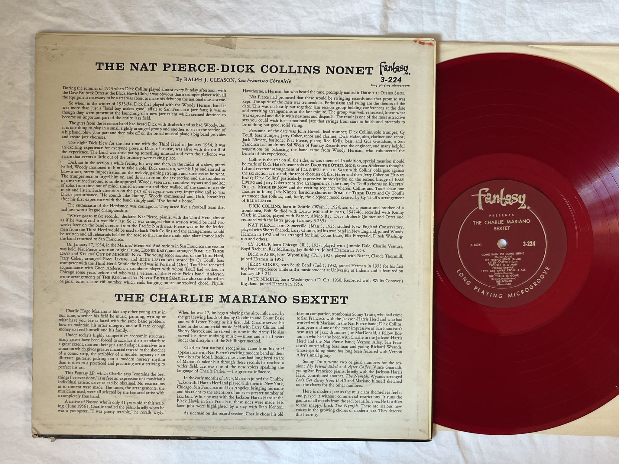 Omslagsbild för skivan V/A The Nat Pierce-Dick Collins Nonet/The Charlie Mariano Sextet LP-84 F-3-224