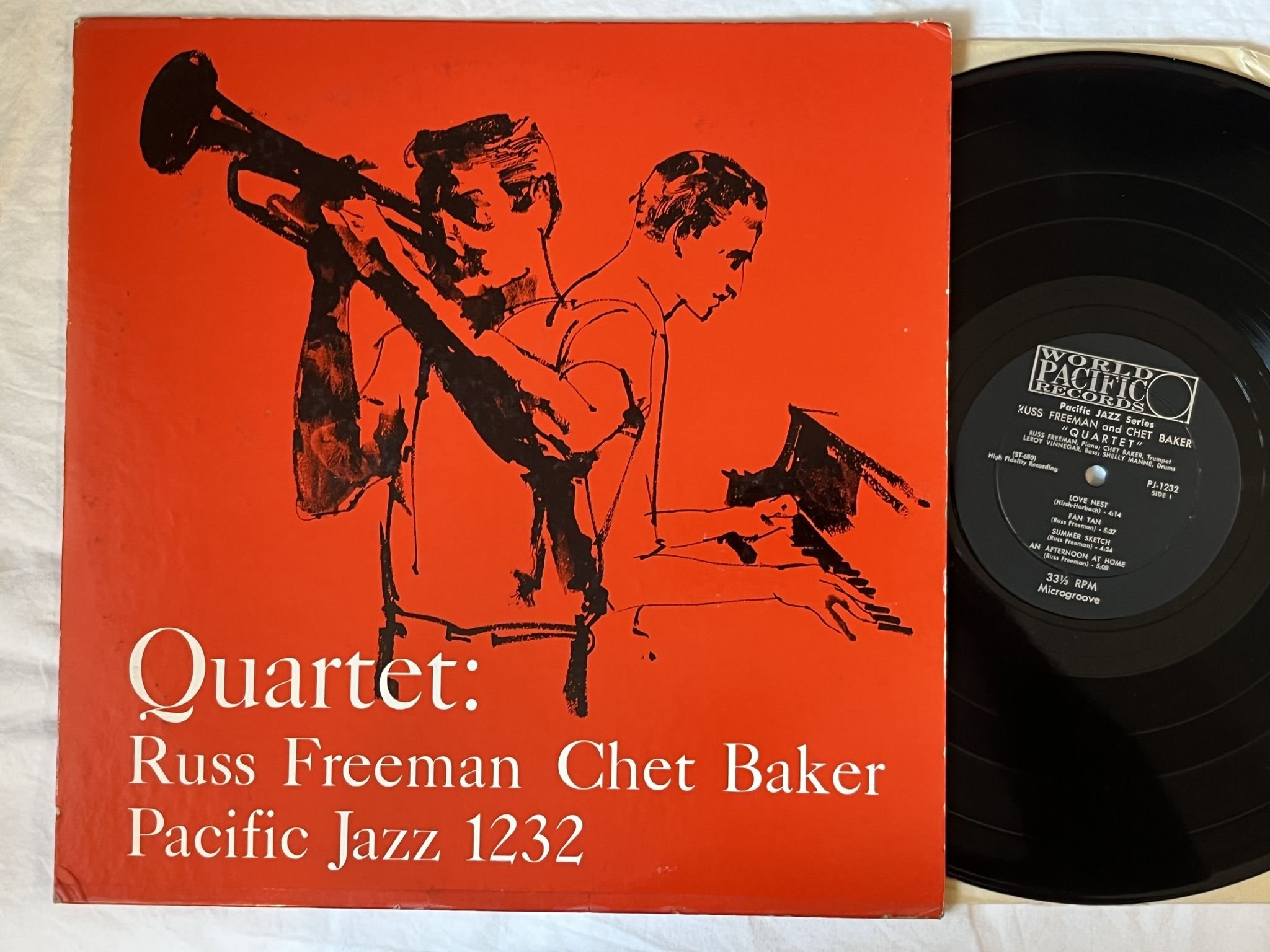 Omslagsbild för skivan QUARTET: RUSS FREEMAN CHET BAKER LP-57 US PJ-1232 World Pacific Records
