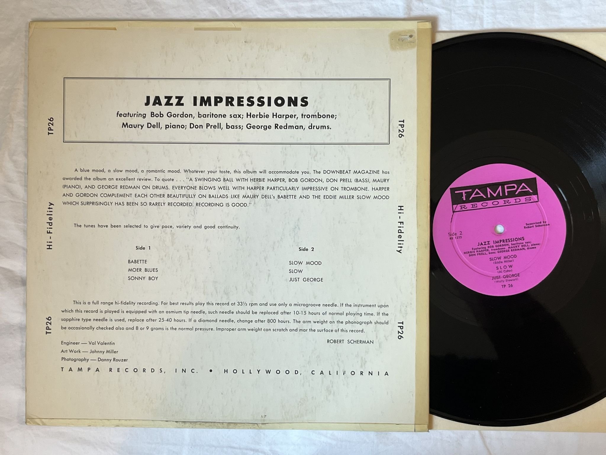 Omslagsbild för skivan THE BOB GORDON QUINTET jazz impressions LP-58 US TP-26 Tampa Records