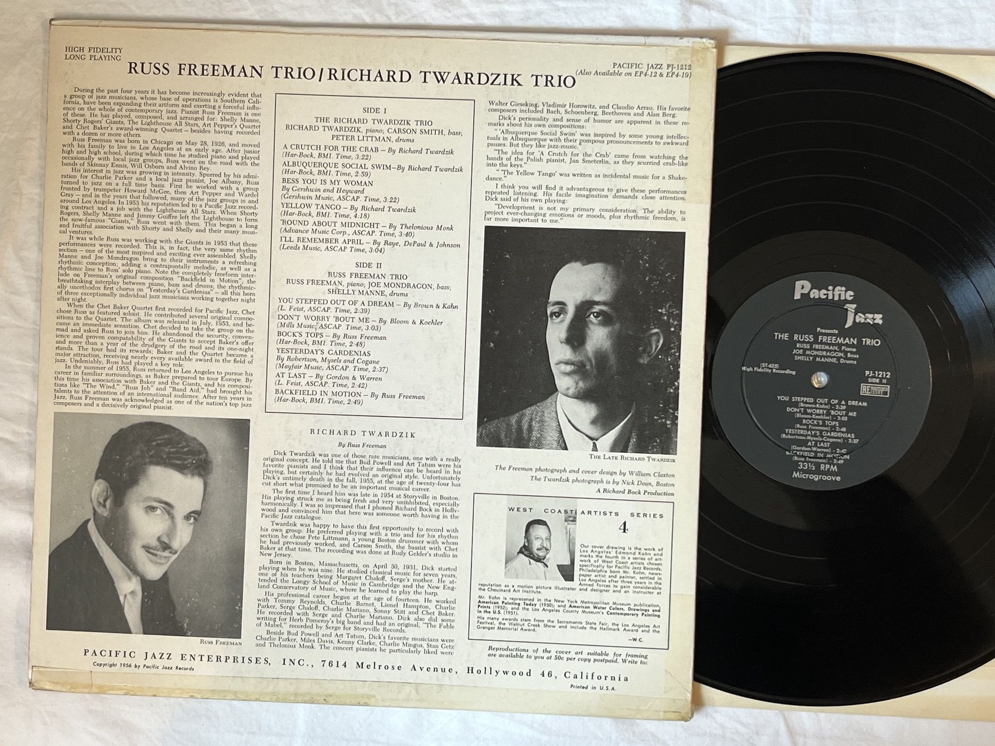 Omslagsbild för skivan RUSS FREEMAN/ RICHARD TWARDZIK trio LP PJ-1212 Pacific Jazz
