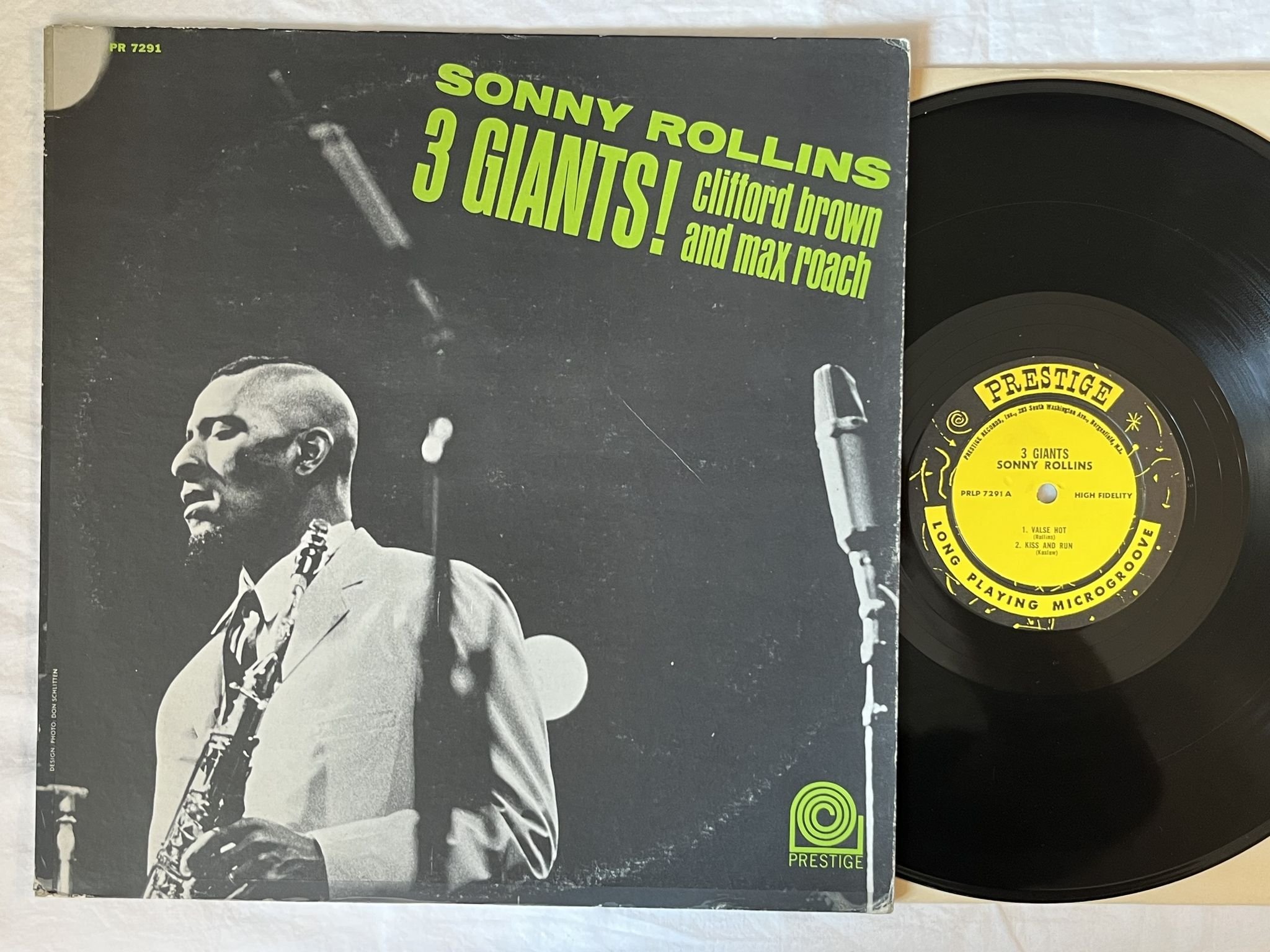 Omslagsbild för skivan SONNY ROLLINS ,CLIFFORD BROWN & MAX ROACH 3 GIANTS LP-64 PR 7291 Prestige