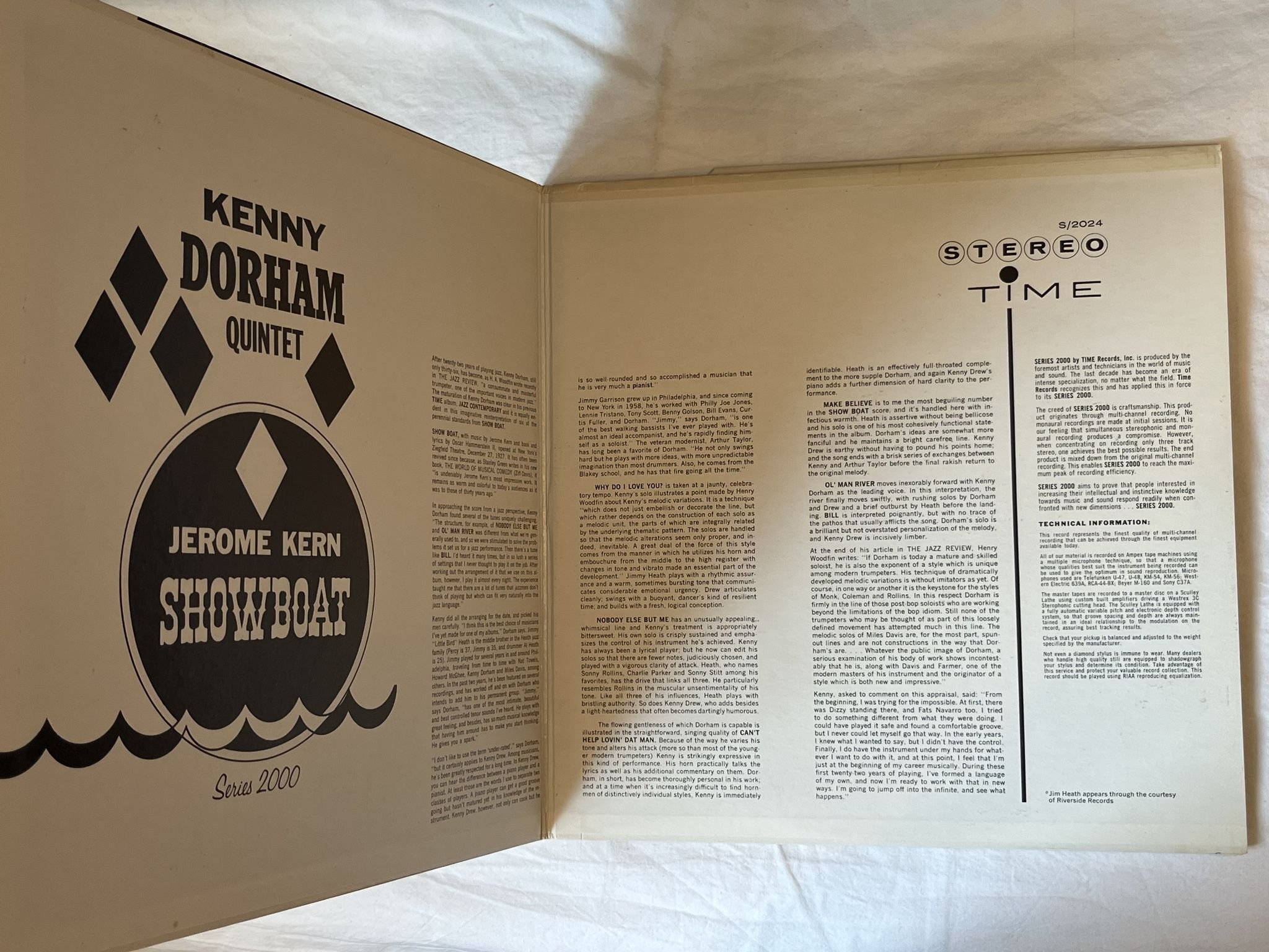 Omslagsbild för skivan KENNY DORHAM QUINTET jerome kern showboat LP-61 US S/2024 Time Records