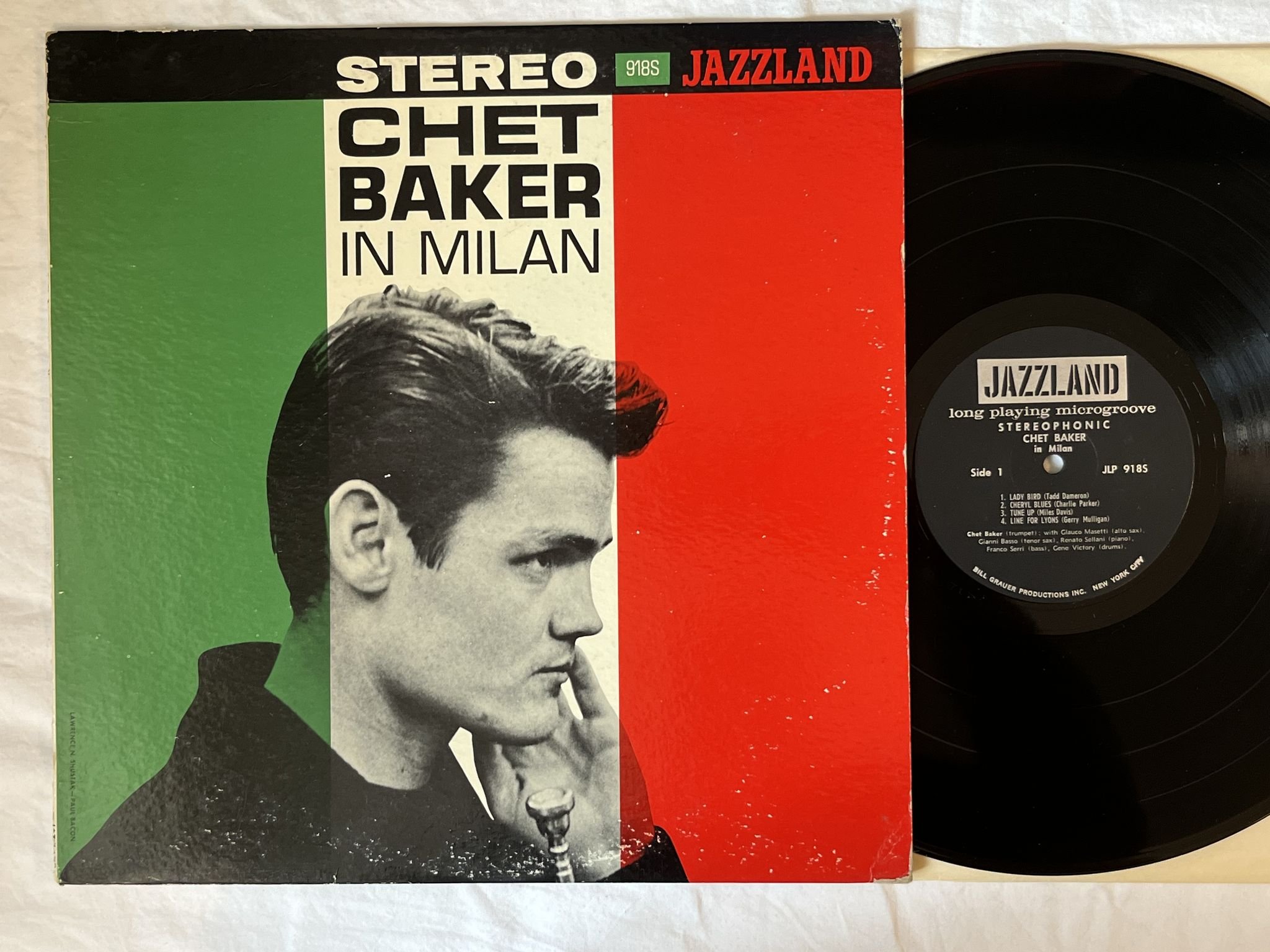 Omslagsbild för skivan CHET BAKER in milan LP-60 US JLP 618S Jazzland