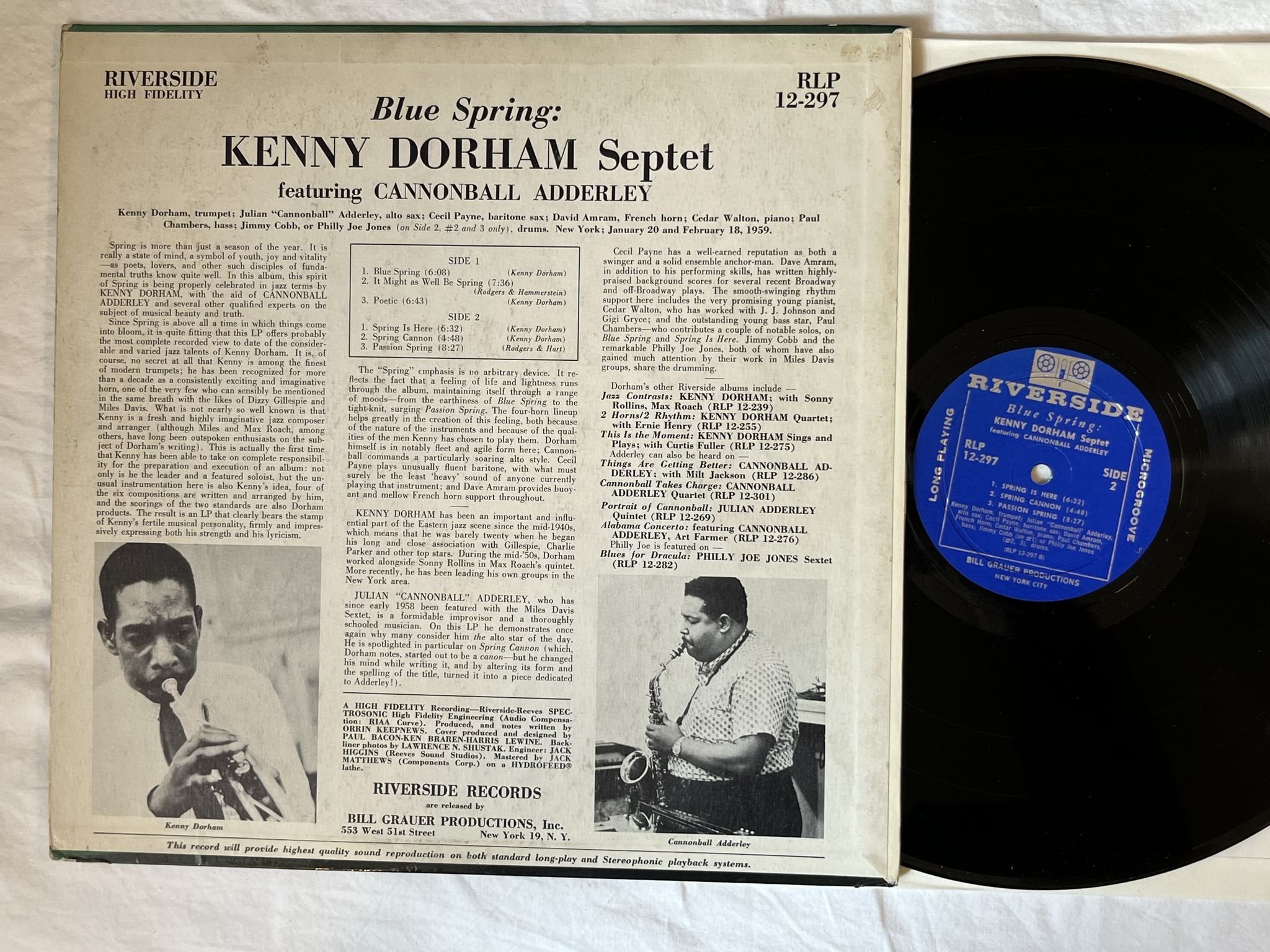 Omslagsbild för skivan KENNY DORHAM SEPTET blue spring LP-59 US RLP 12-297 Riverside Records